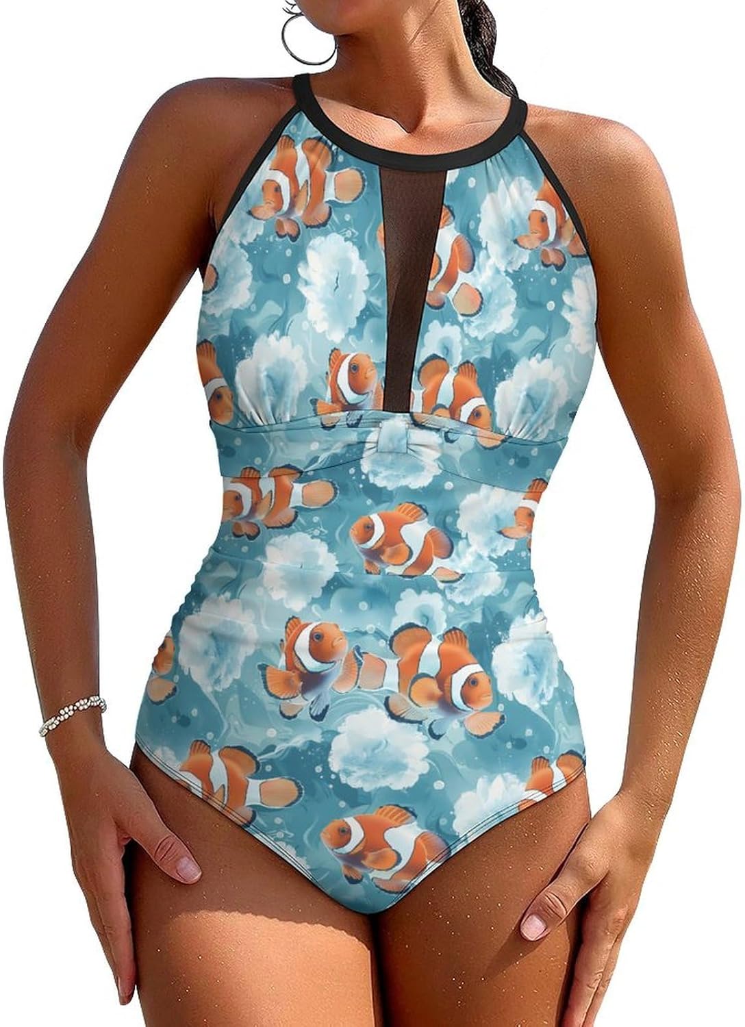 Adugen Origei Jellyfish Pattern Women's One-Piece Swimsuit Party Bathing Swimsuit Beach
