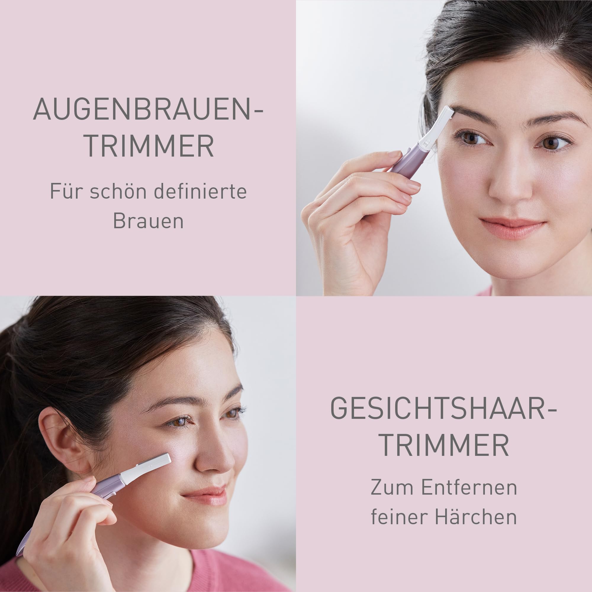 Panasonic ES-WF71-V503 Augenbrauen- und Gesichtshaartrimmer für Frauen, Augenbrauenformer, flexibler Kopf, hypoallergener Edelstahl, batteriebetrieben (AAA), Helllila