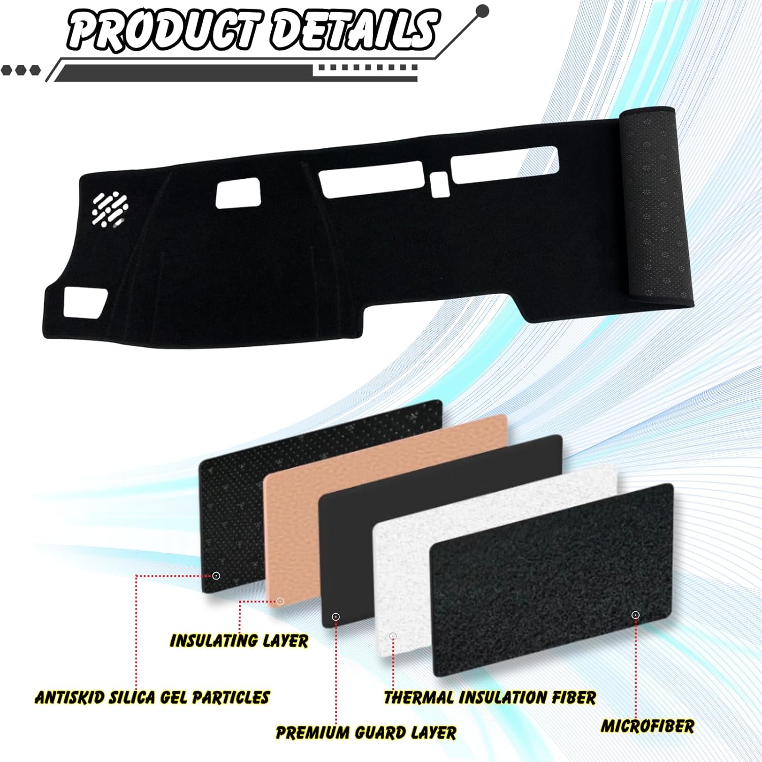 Non-Slip Dash Cover Dashboard Cover Mat Custom Fit Center Console Cover Sunshield Protector Pad Compatible with Chevy Chevrolet Colorado/GMC Canyon 2023-2025 2026 Accessories (Black Trim)