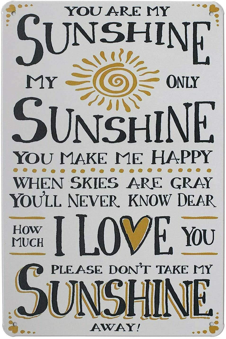 Kueprae A346 Vintage You Are My Sunshine I Love You Plaque Poster Metal Sign 8X12 Inch