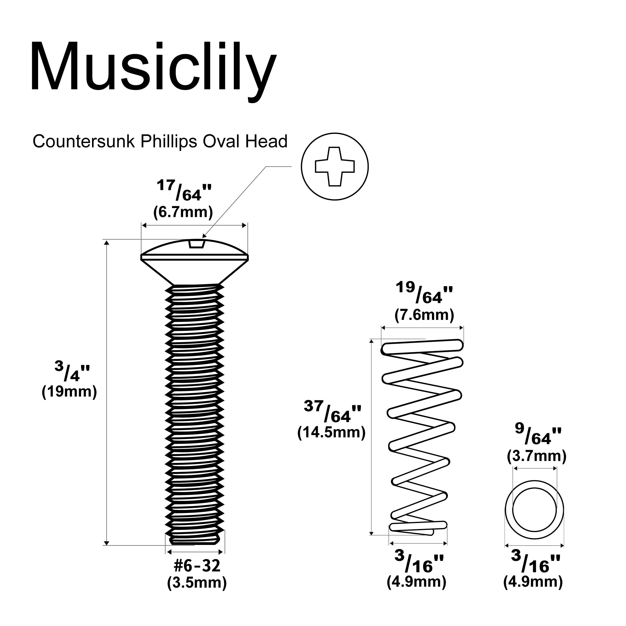 Image secondaire de Vis en Acier Inoxydable pour Guitare Électrique - Lot de 6