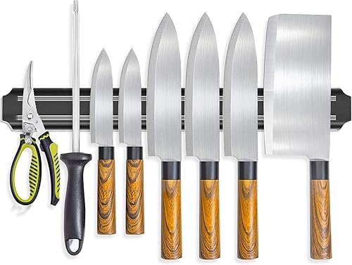 Soporte magnético para cuchillos, tira magnética de cuchillos de 15 pulgadas para pared, potente estante magnético para cuchillos, cuelga de forma