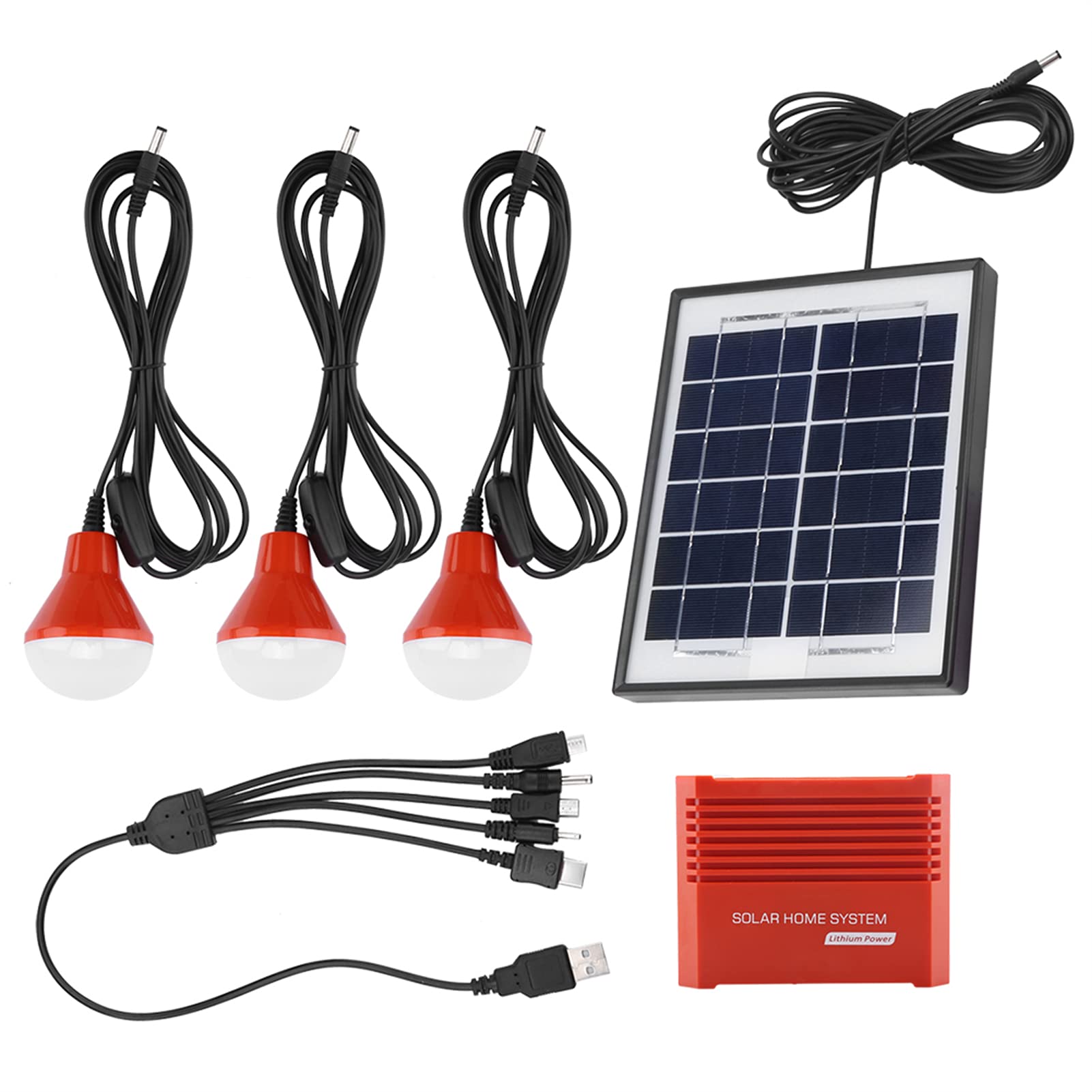 Kit de Panel Solar, Paneles Solares, con 3 Bombillas LED Kit Solar de 4W Batería 3.7V Energía Solar para Patio, Jardín, Canal, Camino