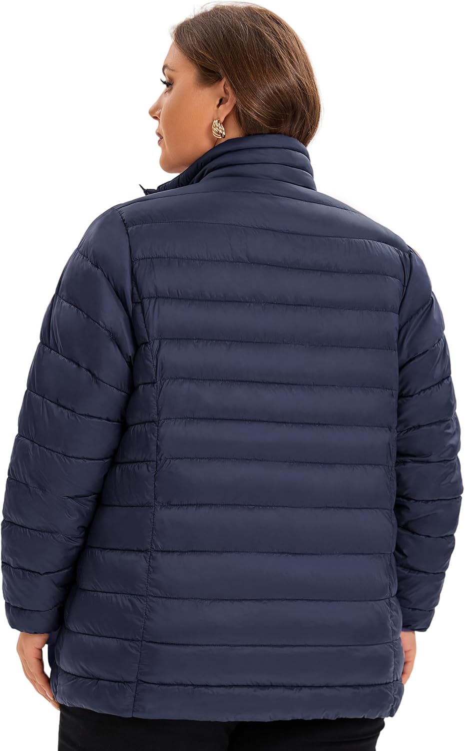 ANOTHER CHOICE Plus Size Puffer Jacket for Women, Lightweight Packable Stand Collar Winter Puffer Coat - Image 3