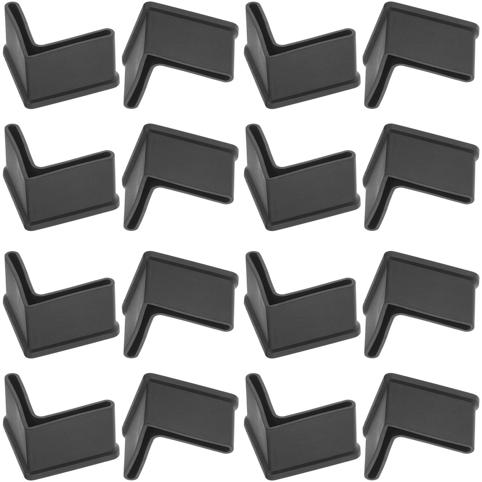 Bouchons de meuble en caoutchouc en L noirs pour protection de sol de bureau 50pcs