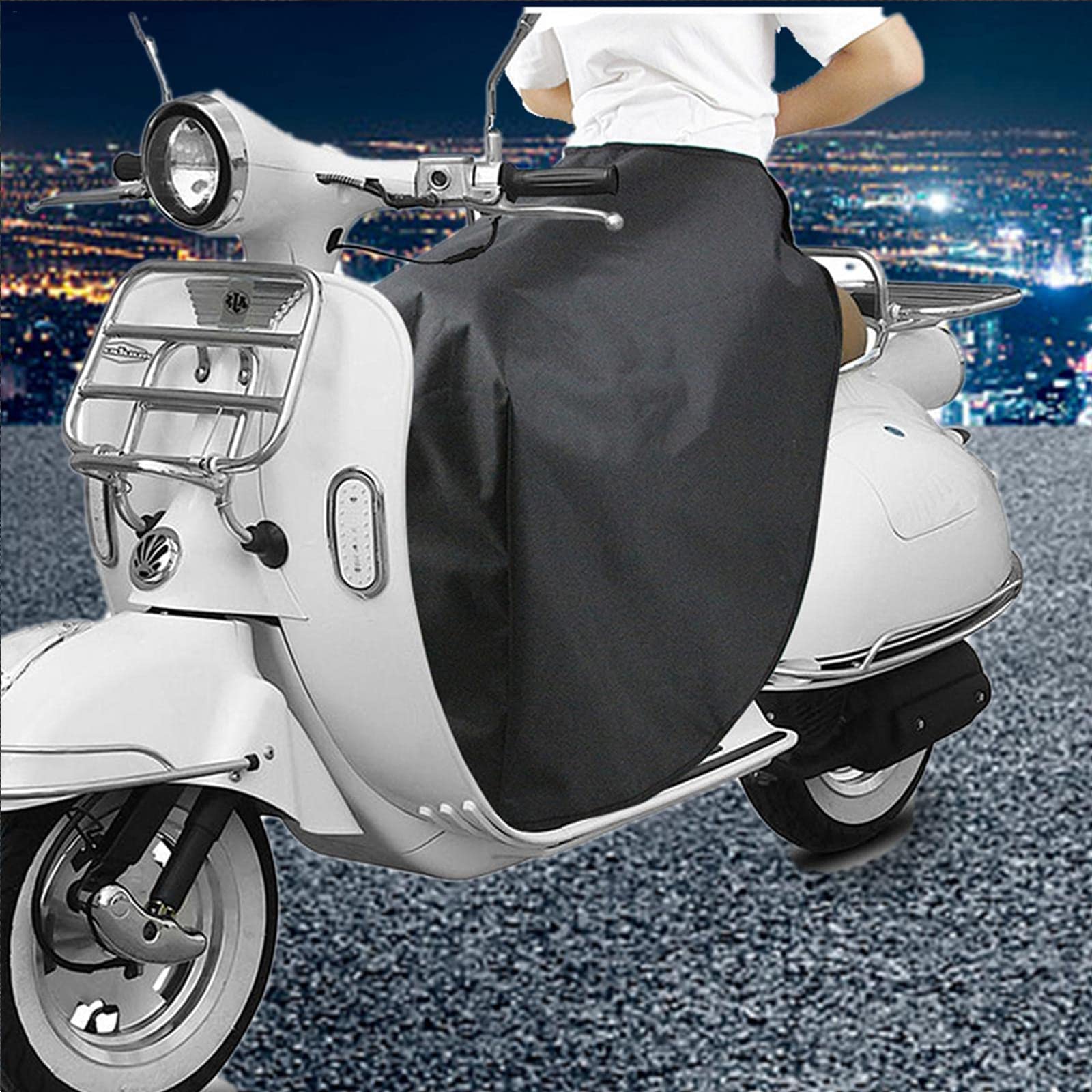 Pare-Brise de Moto, Tablier de Pare-Brise de véhicule électrique Froid et Chaud, Couvre-Jambes Coupe-Vent d'hiver et Velours imperméable