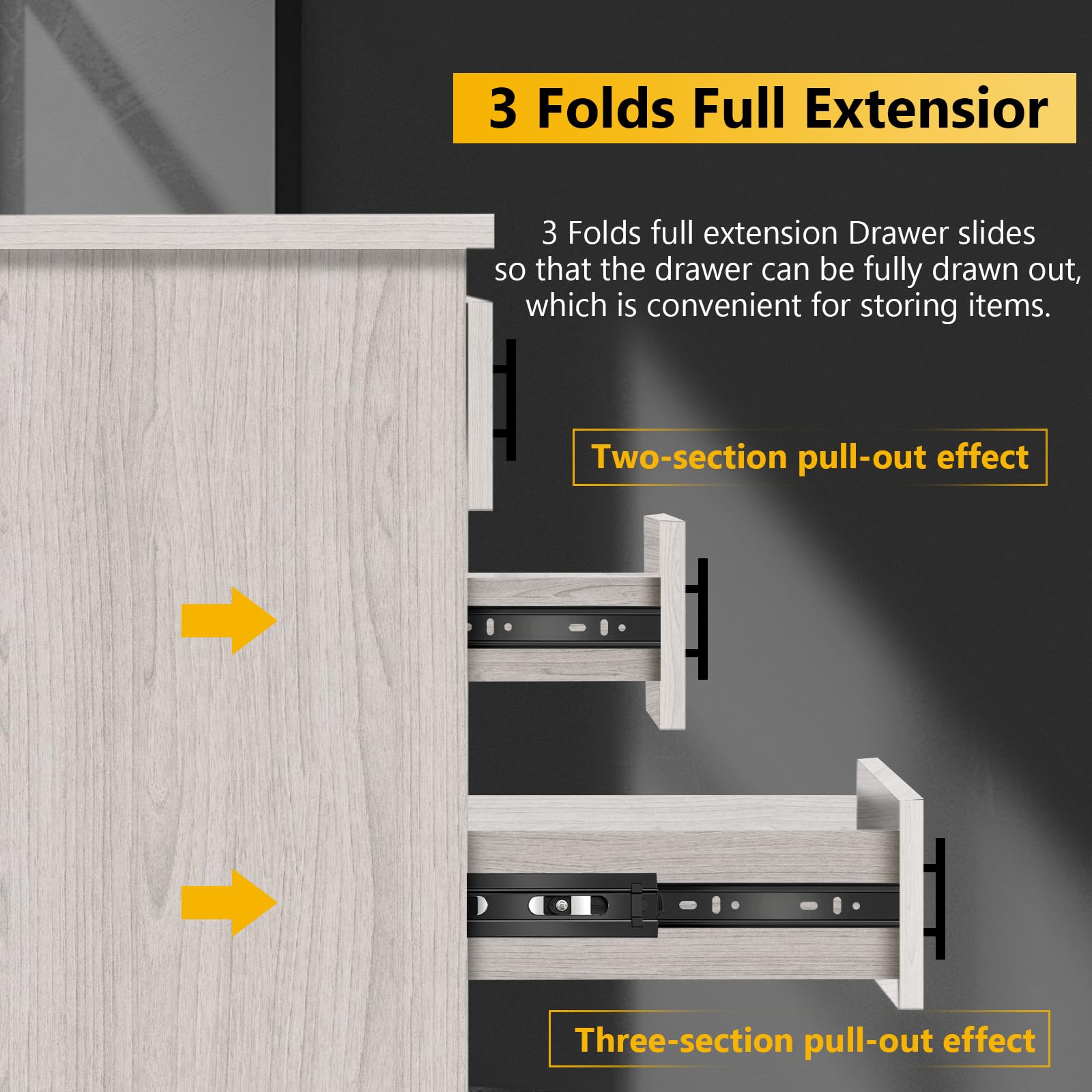 22 Inch Drawer Slides 6 Pairs (12pcs) Soft Self Close 3 Fold Full - View #2