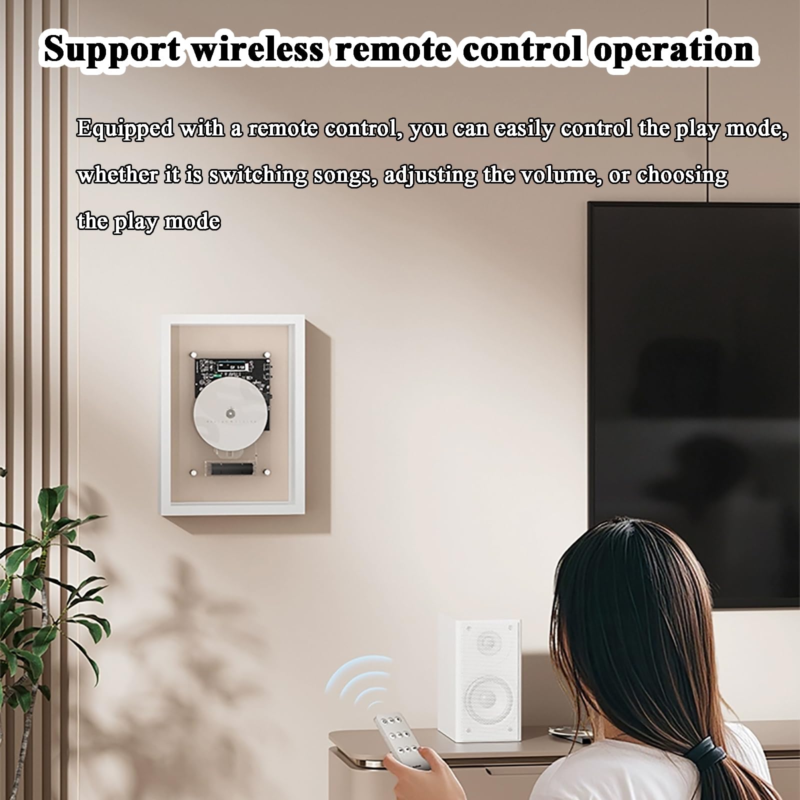 Lettore CD Decorativo, Cornice Musicale con Telecomando, Bluetooth 5.0/Uscita AUX 3,5 Mm, 2 Opzioni di Posizionamento, per Casa, Ufficio e Galleria