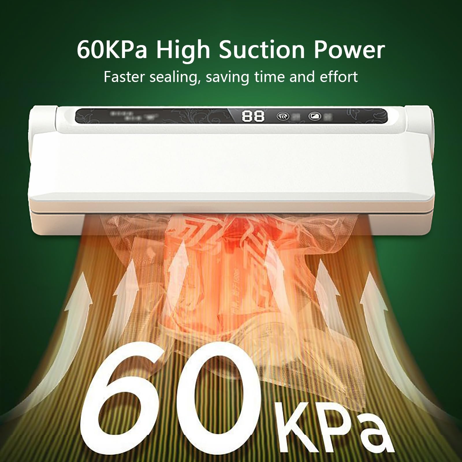 Vacuum Sealer Machine with Auto Bag Detection, 2X Faster Sealing, Marinator Function for Meat & Fish, Energy Saving