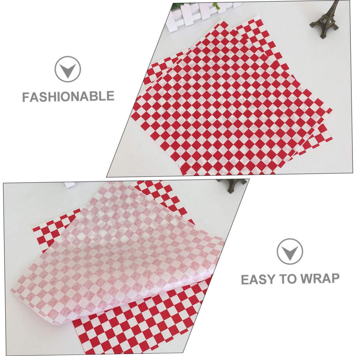 Papier Anti-graisse Rouge 200 Feuilles, Papier pour Aliments Frits
