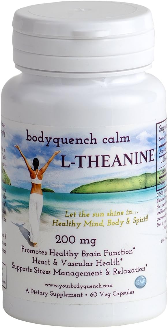L-Theanine - High Potency 200 mg per Serving + 100 mg Inositol Promotes Stress Management & Relaxation, Heart & Brain Health, 60 Veg Capsules