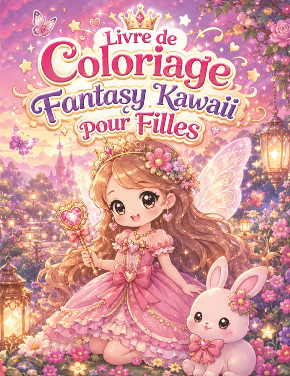 Livre de Coloriage Fantasy Kawaii pour Filles: Contes enchantés, animaux ailés et jardins secrets – 50 scènes douces pour créer et rêver