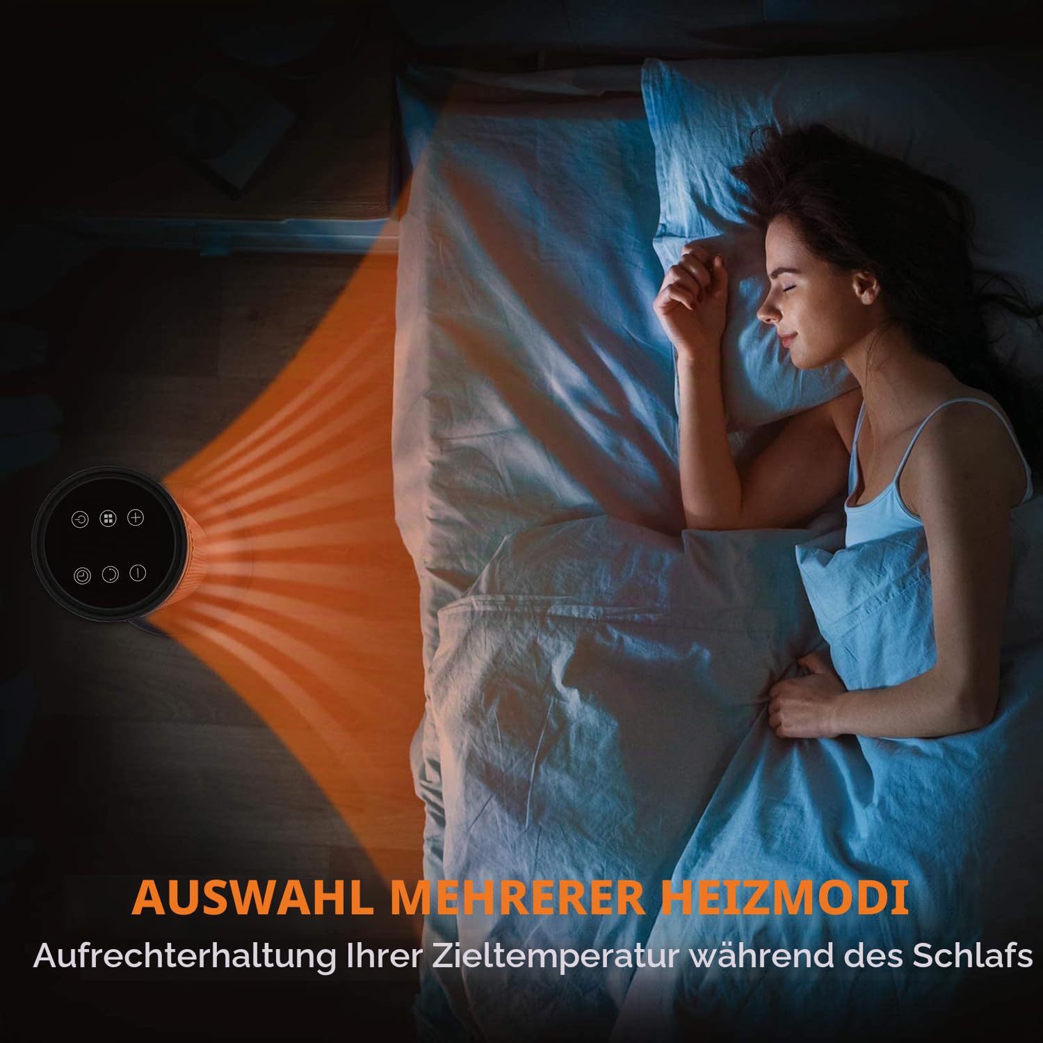 Heizlüfter Energiesparend,Niedriger Energieverbrauch 2000 W,Leiser Keramik-Heizkörper von 60 cm, Überhitzungs- und Kippschutz, 70°-Oszillation, 3 Modi, 12-Stunden-Timer