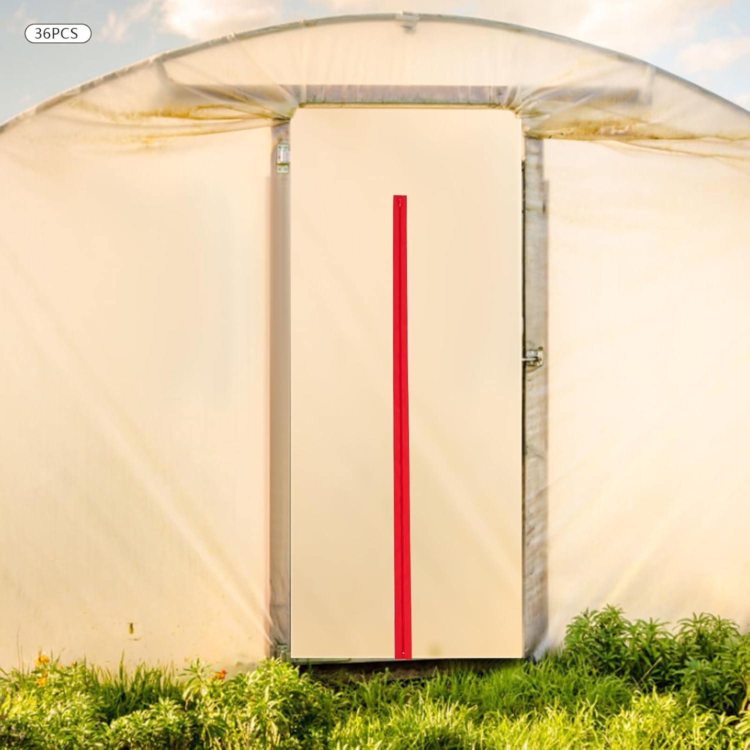 Ageanbri 24/36 Rolls Heavy Duty Zipper for Dust Barriers Zipper Door 7 ft x 3 Inches Zipper Heavy-Duty Dust Zippers Tape Self Adhesive Instant Door Zipper, Red Containment Zipper (24)