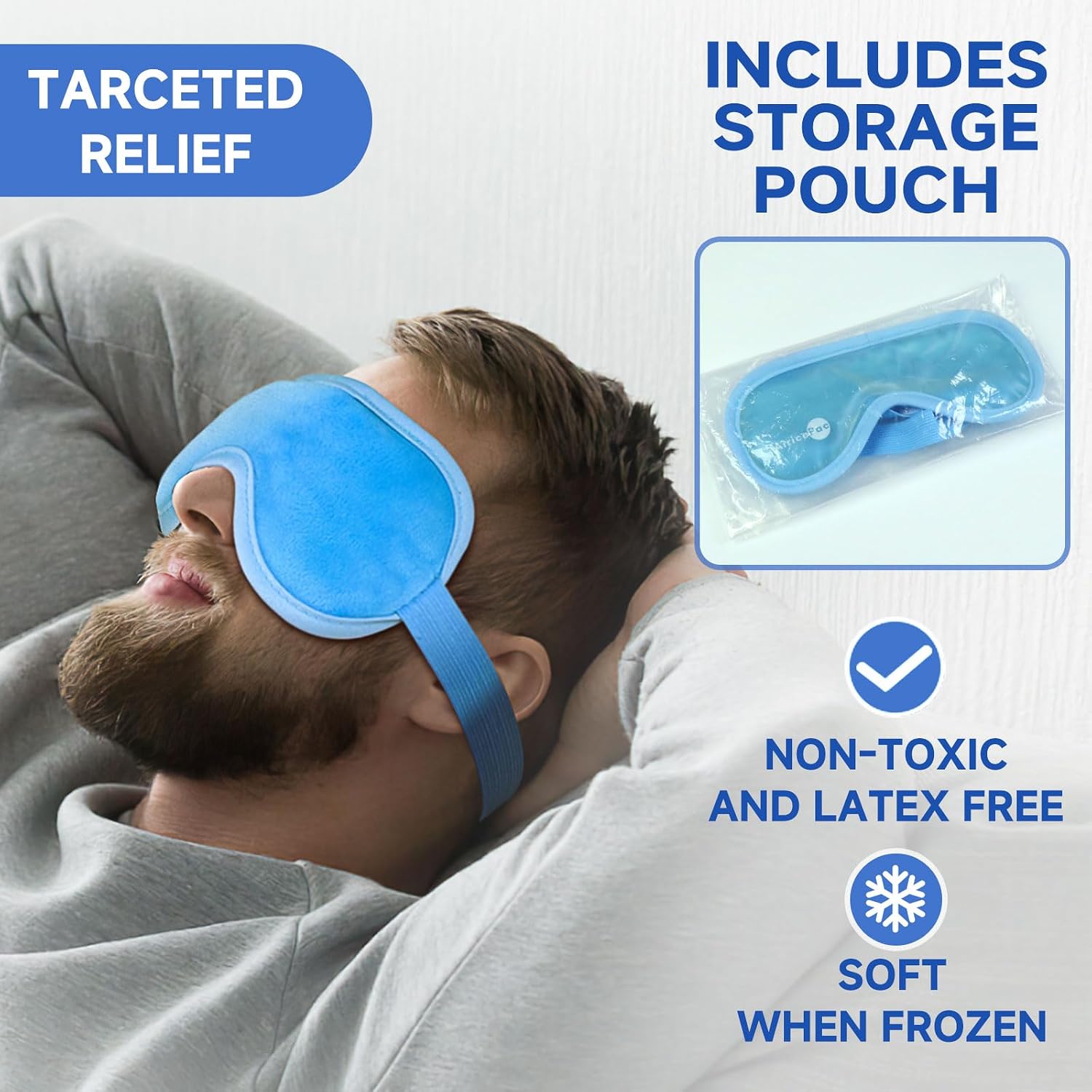 AiricePac Cold Eye Mask Cooling Eye Mask for Dry Eyes, Gel Eye Mask Eye Ice Pack Reusable Cold Eye Compress for Dark Circles, Migraines, Eye Surgery, Skin Care