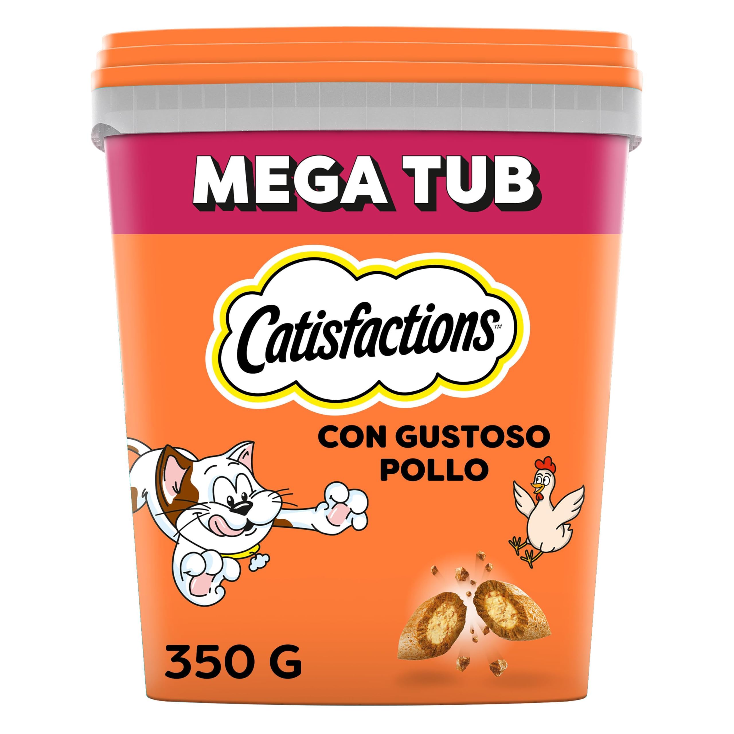 Catisfactions Snack para Gato, Formato de Reserva 700 g con Sabor a Pollo, 2 Tubos Maxi de 350 g Cada uno
