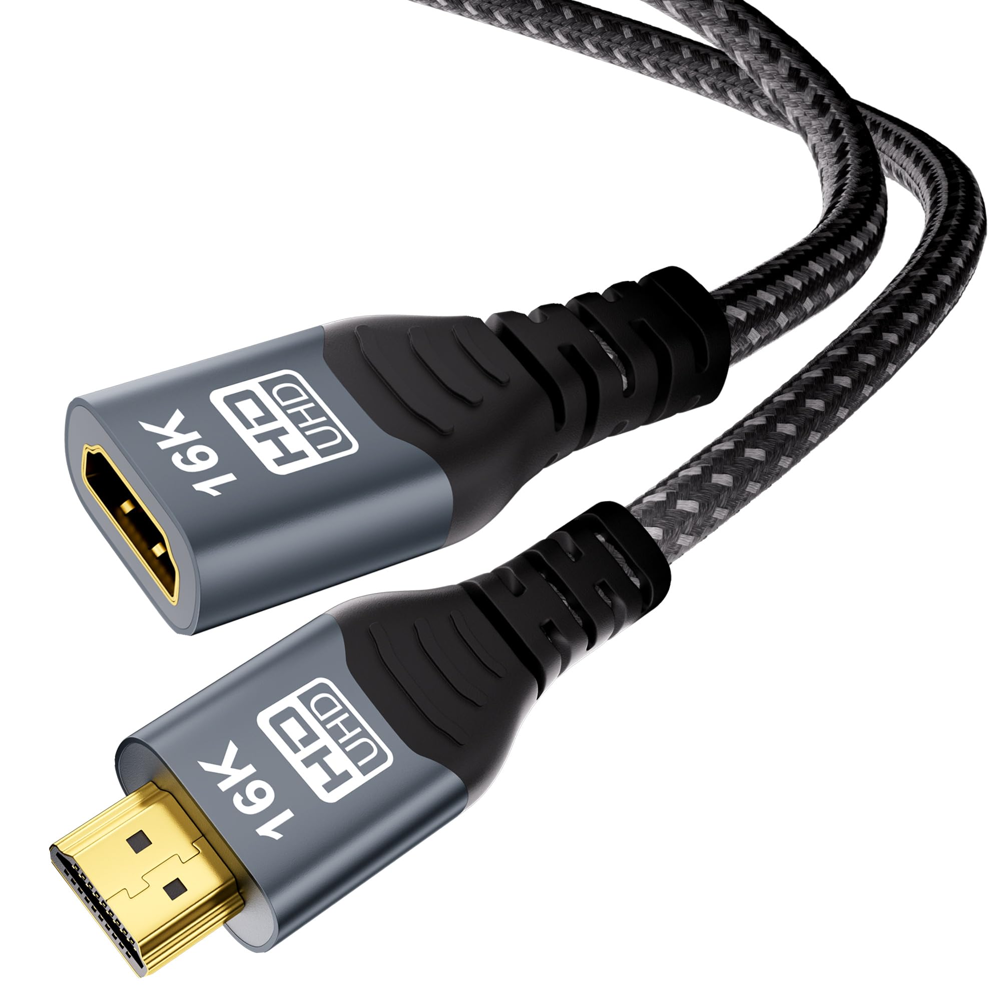 CAKOBLE HDMI 2.2 Verlängerungskabel 1.5m, 96Gbps Ultra High Speed,16K@60Hz,12K/10K @120Hz,8K@240Hz,4K@480Hz, HDMI 2.1 Kompatibel, eARC HDR HDCP 2.3, Male to Female für TV PS5 Xbox Monitor Beamer
