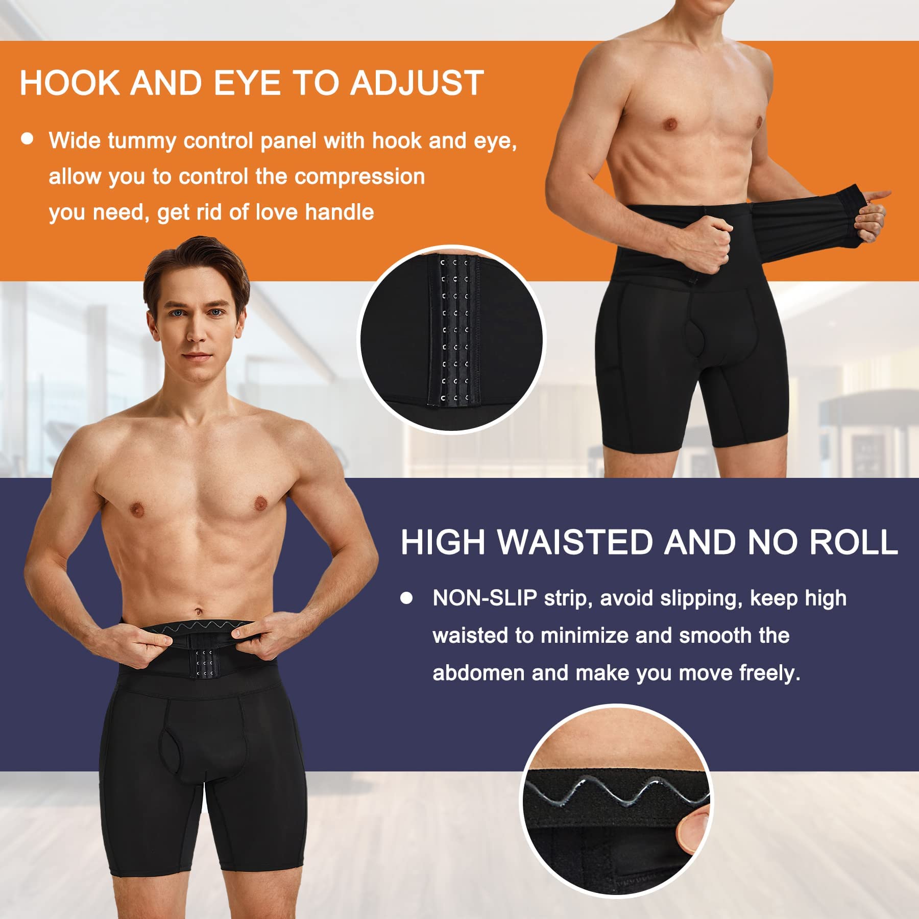 Faja Reductora Hombre Pantalones Braga Moldeadora Abdomen Calzoncillos Hombre para Boxer Cintura Alta Ajustados Ropa Interior Elástico Shapewear Lencería Pantalones con Relleno Barriga