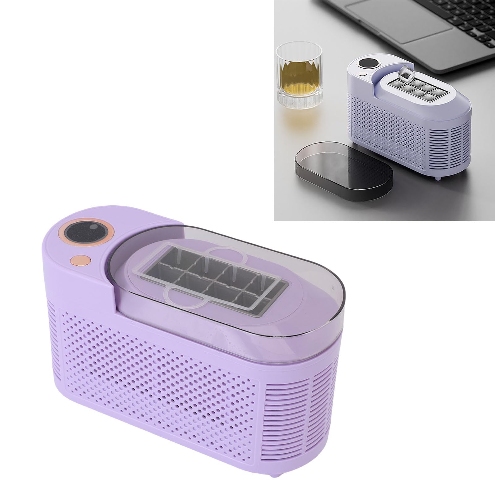 TOPINCN Máquina de Fabricante de Hielo de Encimera, Produzca 8 Cubos en 10 a 15 Minutos, 120W Mini Fabricante de Hielo Eléctrico Portátil con Canasta de Liberación (Enchufe de la UE)