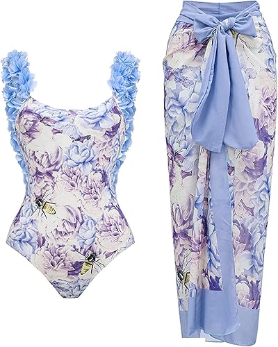 Traje de baño de una pieza para mujer con pareo largo, pareo envolvente, dos piezas, vintage, control de abdomen, monokini tankini