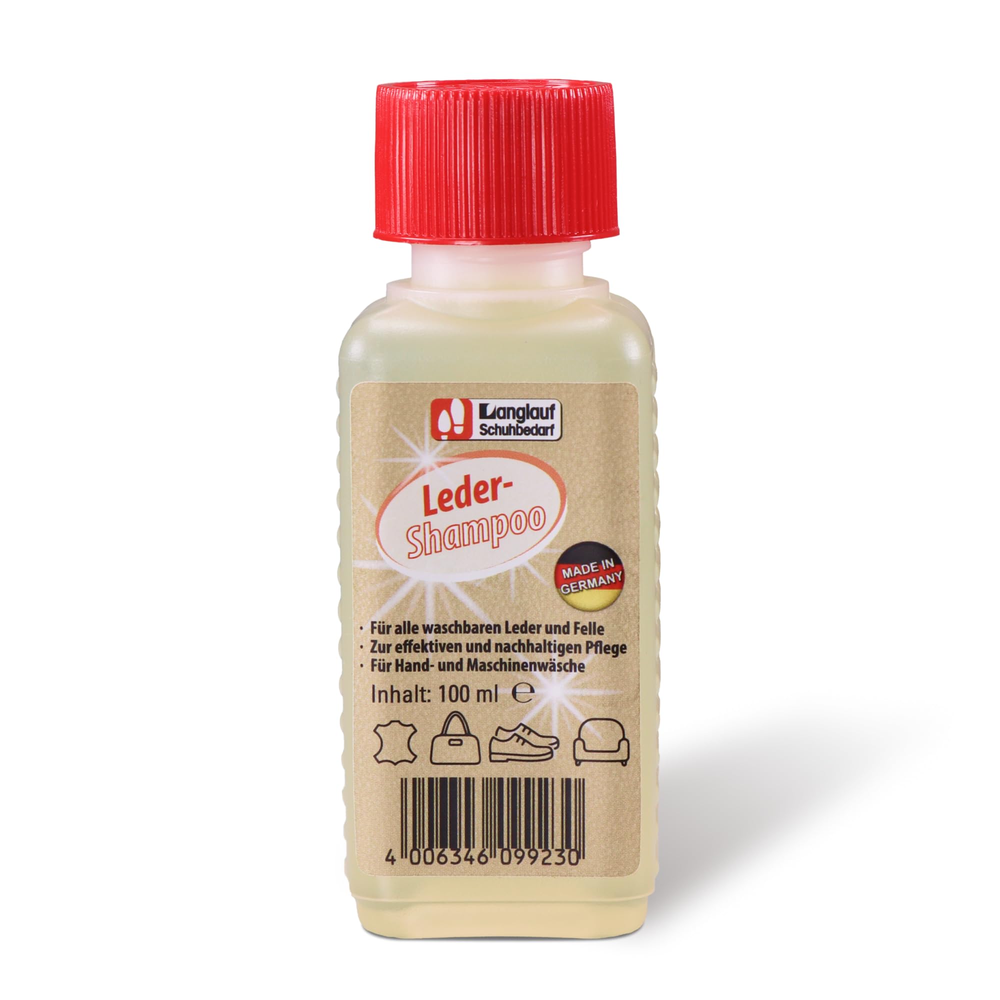 Lessive pour cuir en peau d'agneau | Flacon de 100ml pour de nombreux lavages | Lessive main & machine | Lambskin Leather Deterg