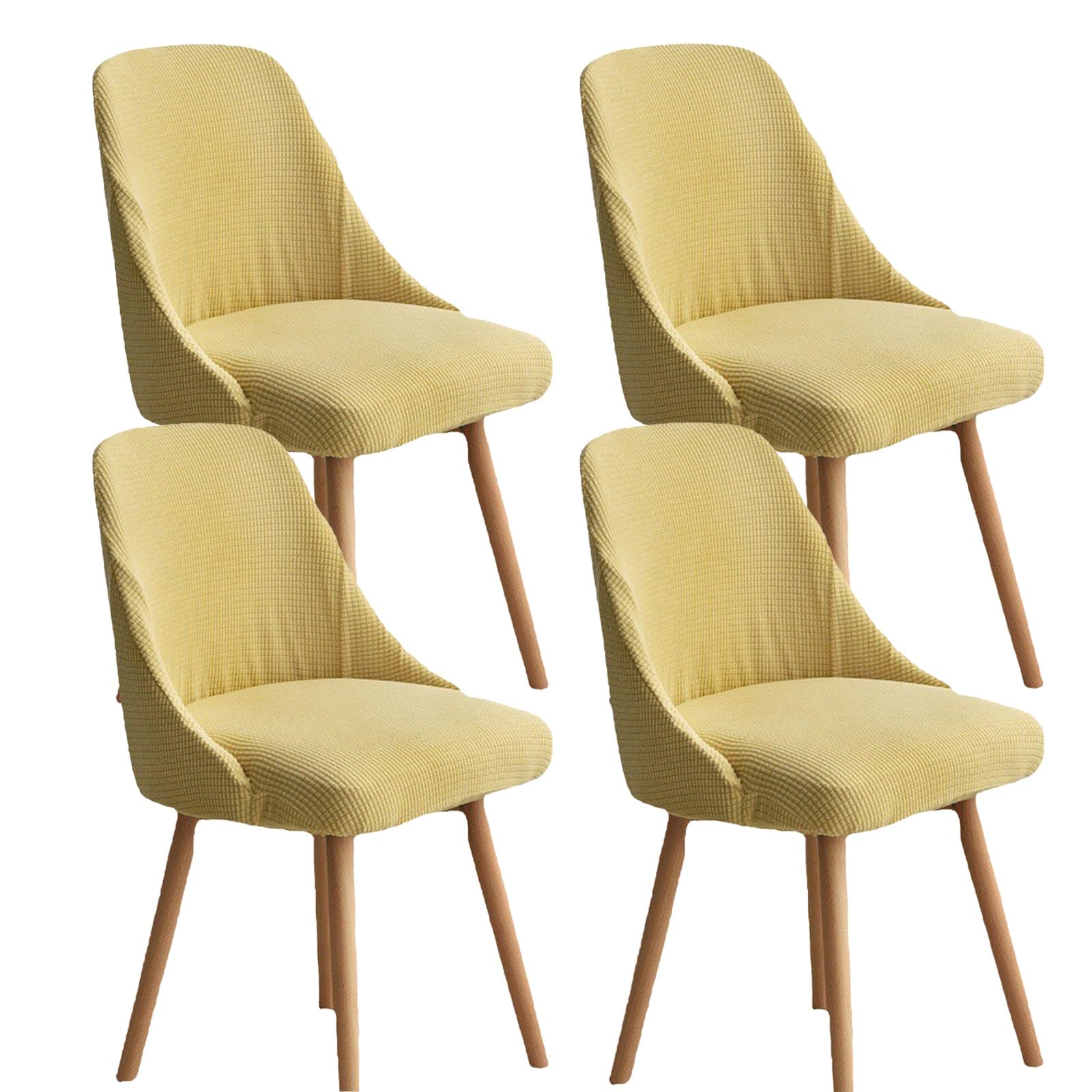 Housse pour chaise à dossier incurvé beige lavable et extensible pack de 4