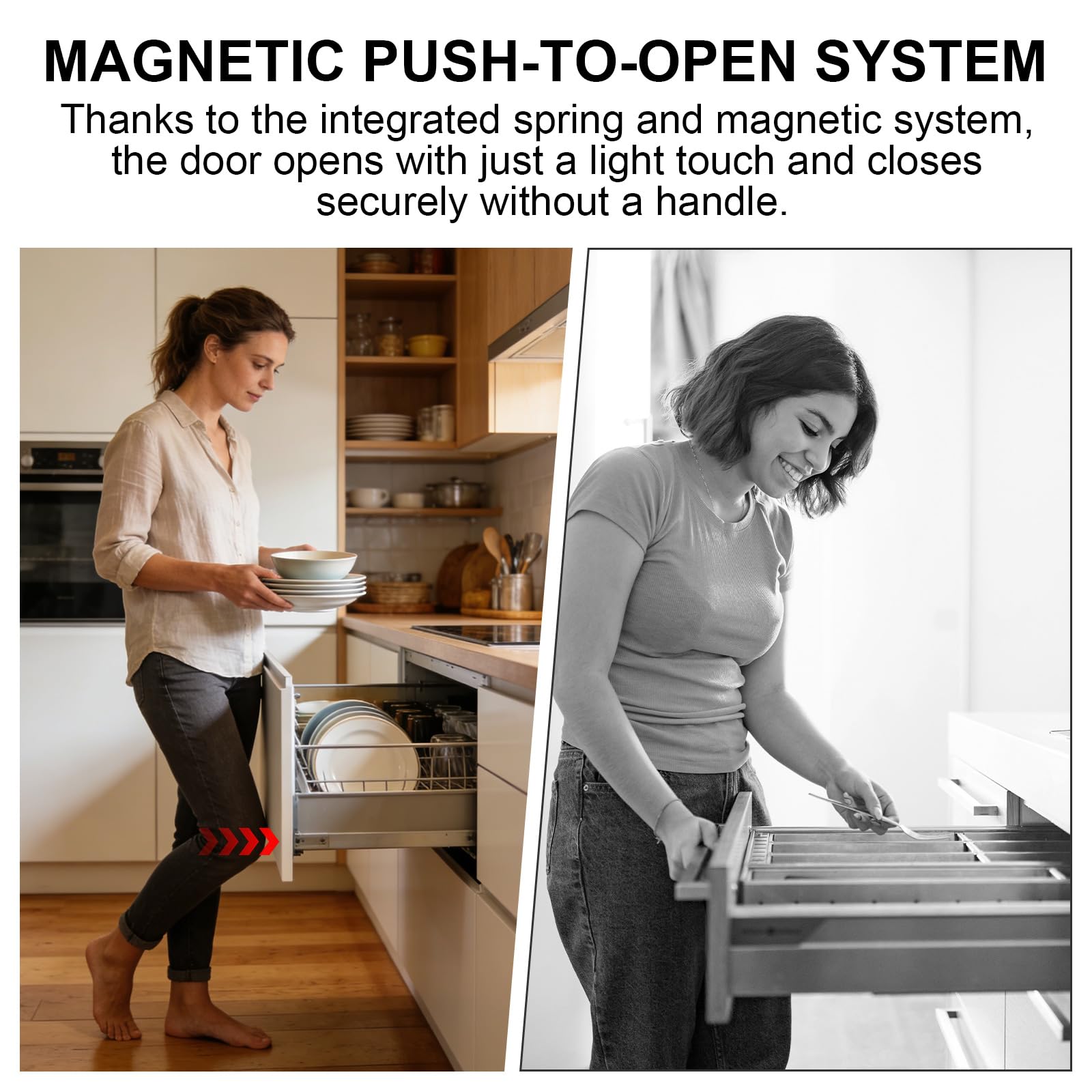 10 Pezzi Push Pull per Ante, Robusto Apertura a Pressione Push to Open Magnetic Chiavistello con Viti Chiusure, Chiusura Magnetica per Ante Cucina, Armadio, Cassetti, Senza Maniglia, Argento