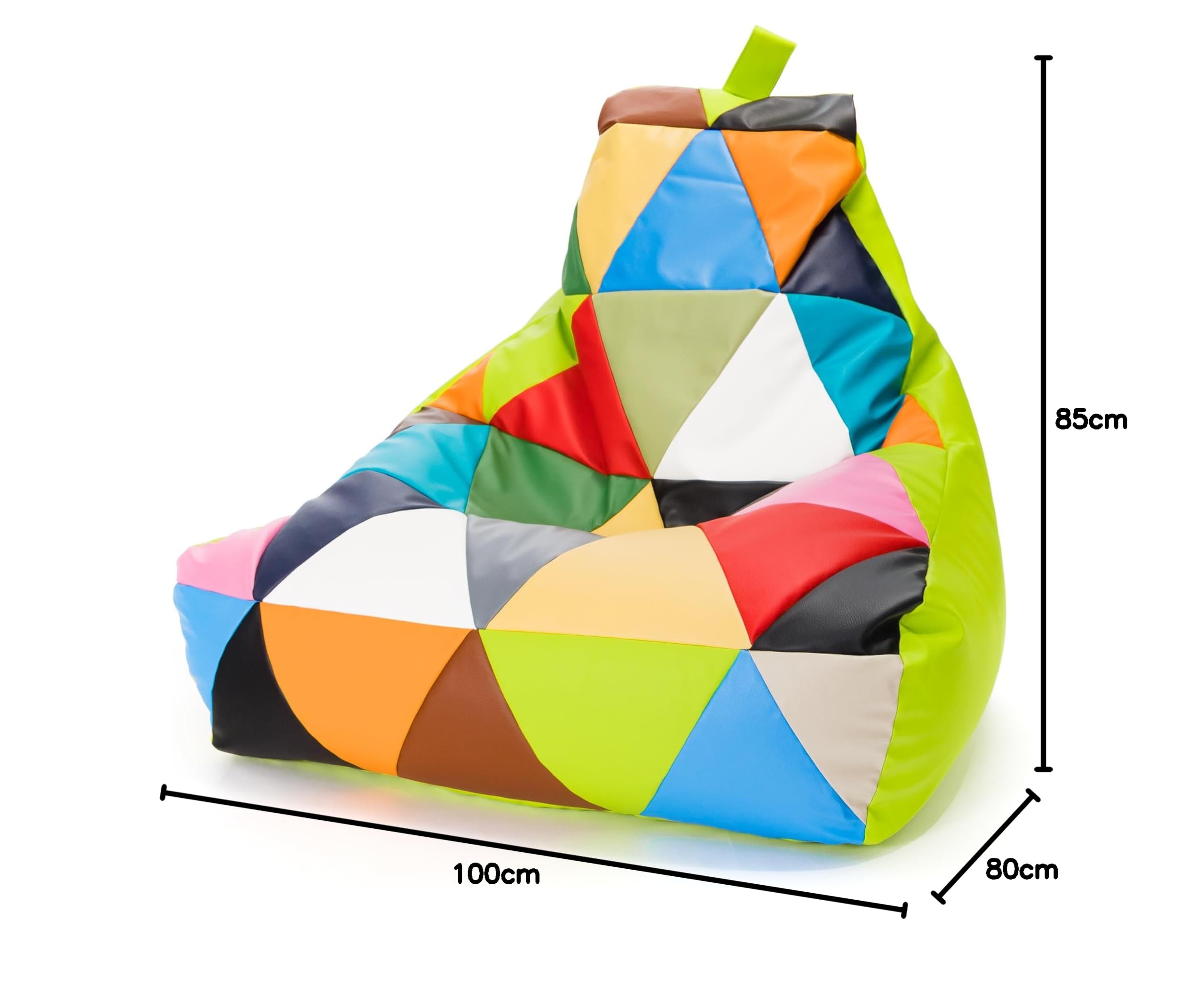Ecopuf - Keiko Patchwork Pouf Sessel Outdoor - Sitzsack Styroporkugeln - Wasserfester Stoffsack - Entspannungssessel - Wohnungseinrichtung - Sessel Größe M - 100x80x85cm, Apfelgrün E16