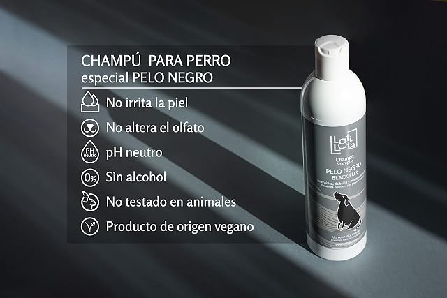 Foto 3 de 7 de LOTI LOTA Champú Perros Pelo Negro y Oscuros 500 ml - Intensificador del Color - Brillo y Limpieza