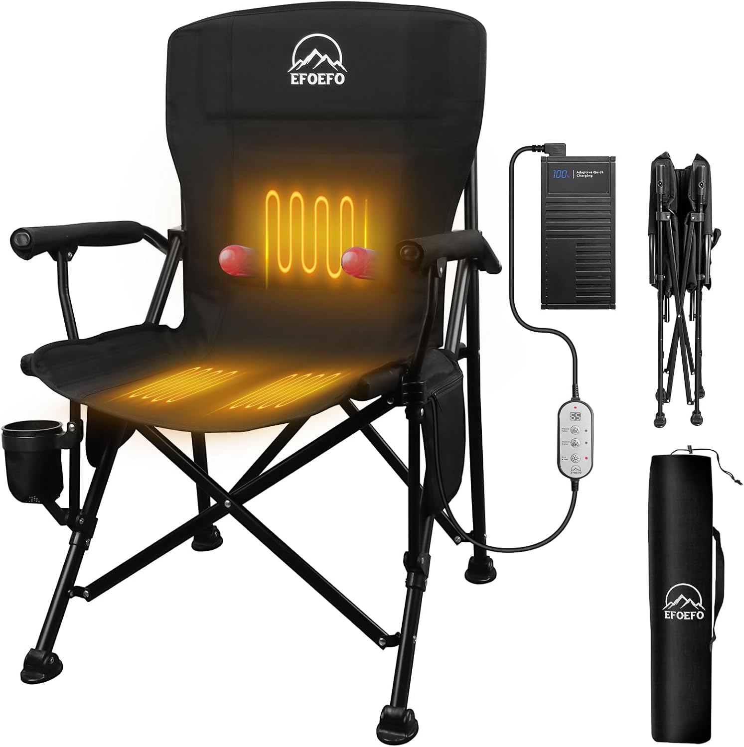 Amazon.com: freenessone Portable Heated Massage Camping Chair, Camping ...