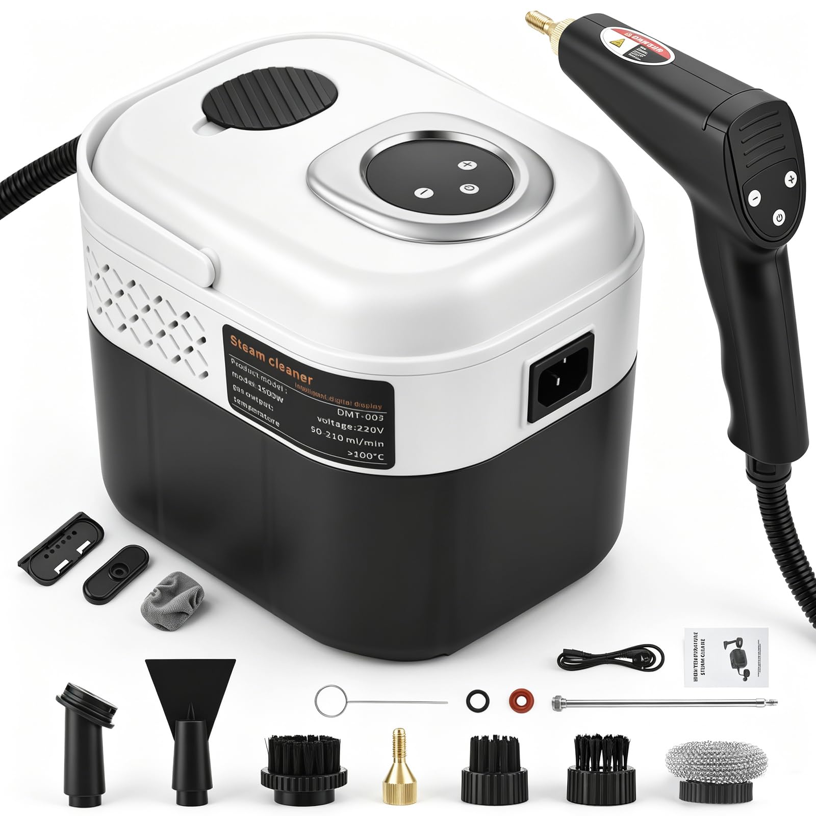 Limpiador de Vapor, 2500W Limpiador de Vapor Alta Presión de Mano con Depósito 1700ml, Tiempo Calentamiento 15 Segundos, 6 Niveles Vapor para Cocina, Baño, Sofá, Coche, Suelos