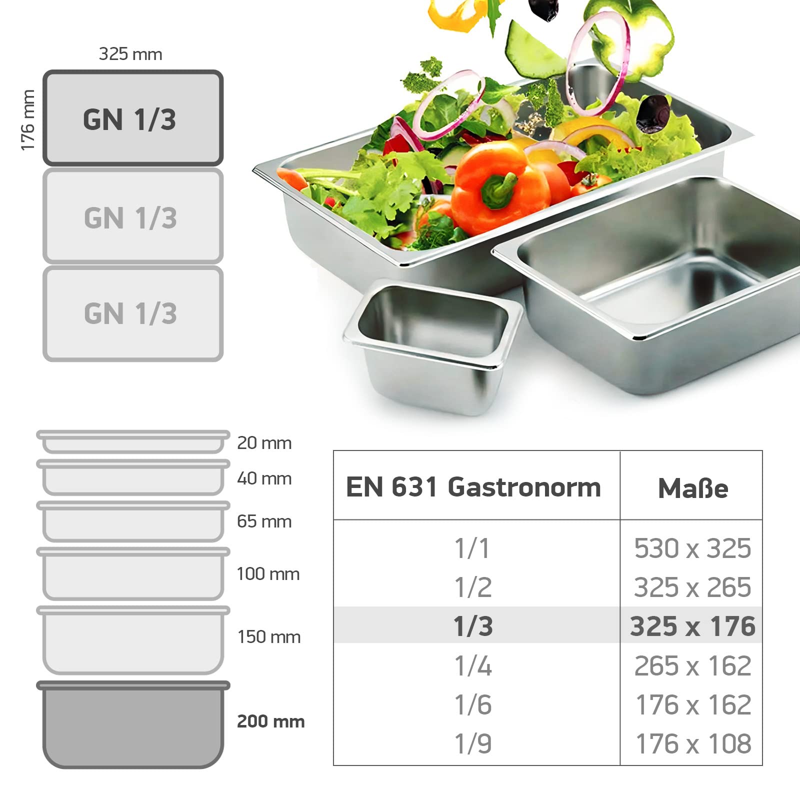 Küchenbehälter Stapelbar 4 Stück Gastronorm Behälter 1/6 Mit Deckel – Edelstahl Warmhaltebehälter 17,5 X 16 X 15 Cm Für Gastro Und Küche