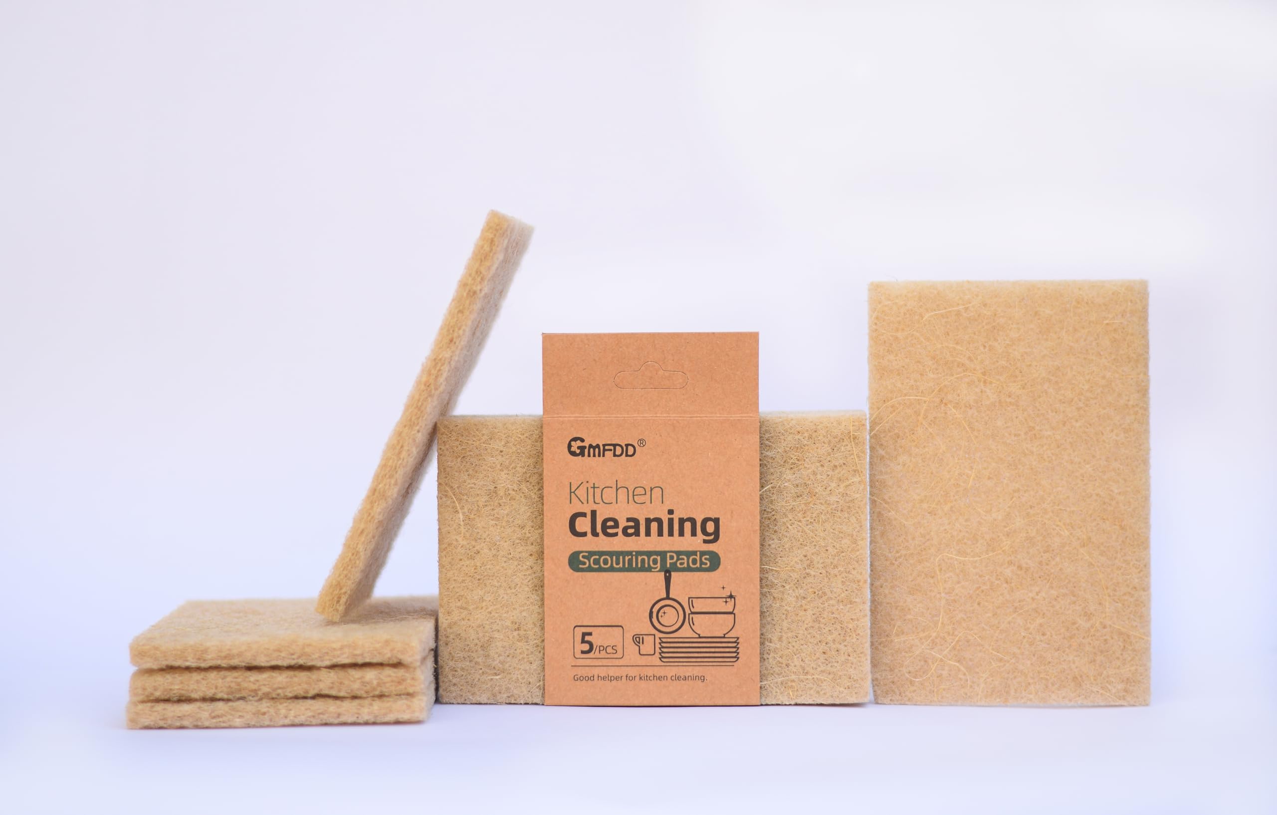 VR3 Sisal Sponge Pack of 5 | Thickened 100% Natural Scouring Pad 10×15 cm | Heavy Duty Kitchen Cleaning Scrubber | Natural Sisal + Terylene | High Water Absorption | Reusable Pot & Pan Cleaner-image-8