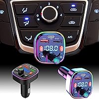 Vista 1 de Transmisor FM Bluetooth - Coche Bluetooth 5.0 inalámbrico manos libres transmisor FM receptor Radio MP3 adaptador Player, manos libres estéreo Bass