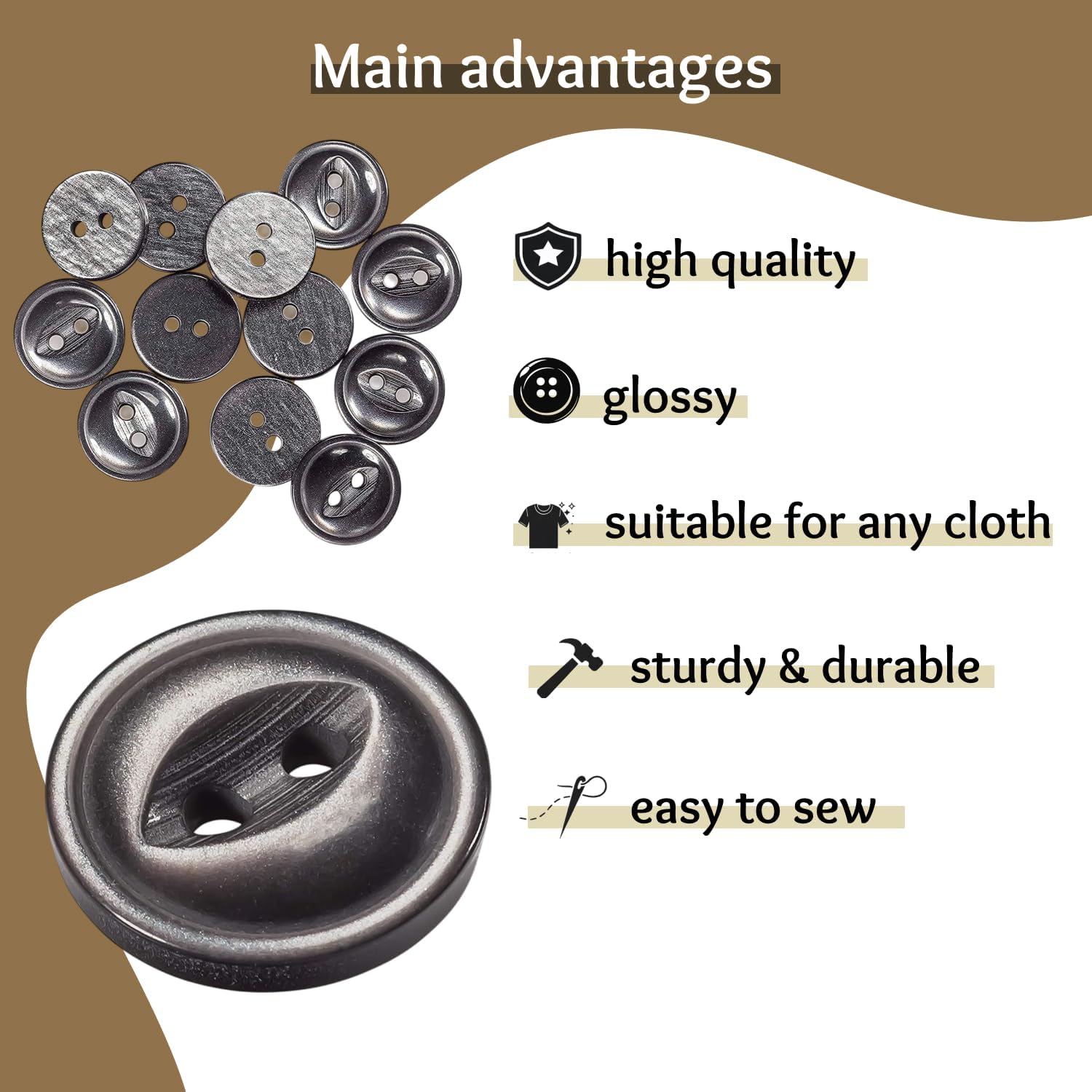 12 Pcs Smoke Grey Sewing Buttons 0.50 Inch, 2 Hole Round Plastic Buttons for Shirts, Blouses, Clothing, Sewing, Replacement and Craft Projects image 4
