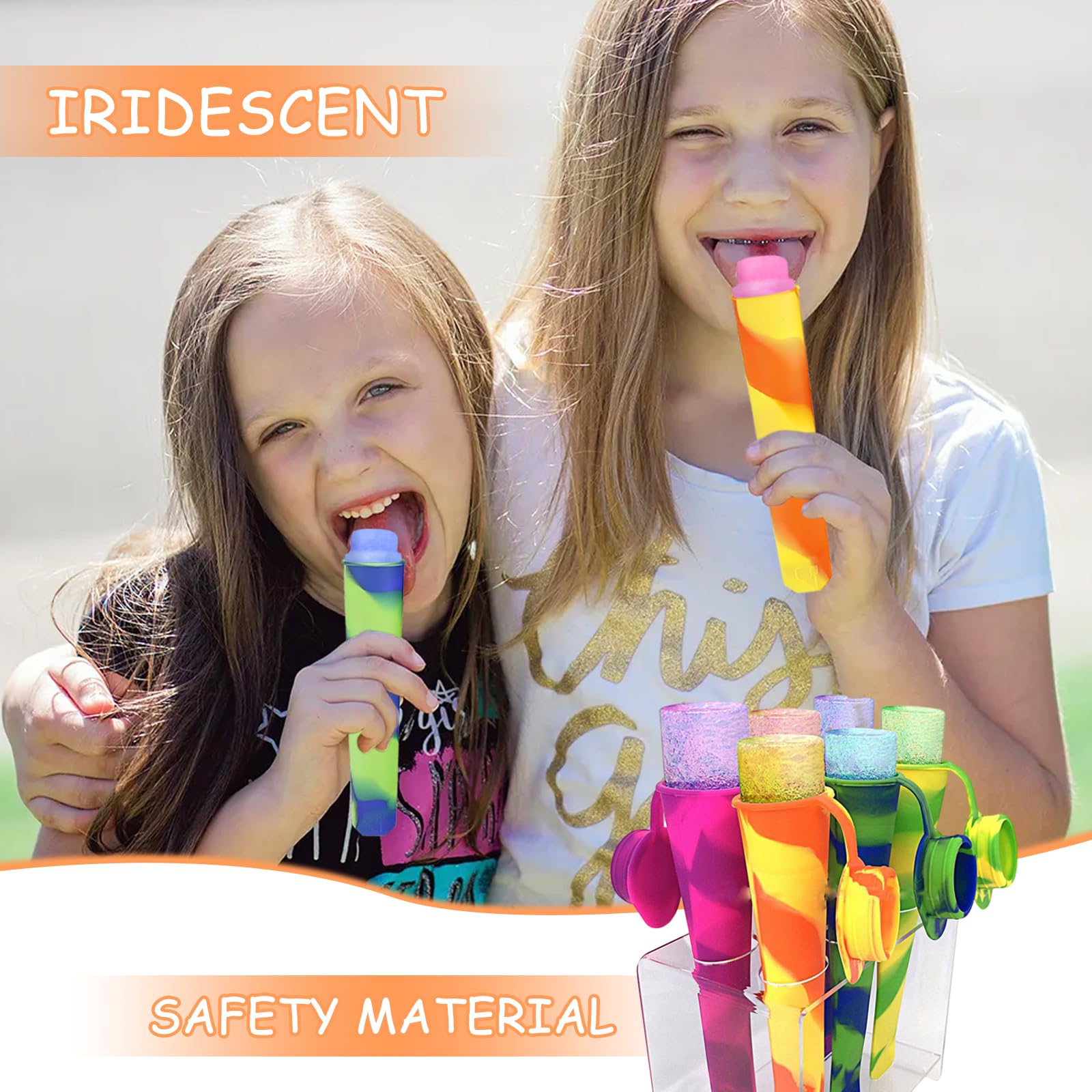 KIKVTER Lot De 2 Moules à Glace Silicone Avec Bâtonnets - Popsicle Enfant Sans BPA DIY Crème