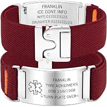 Personalized Medical Alert Bracelets for Men Women with Laser-Engraved Stainless Steel ID Tag Adjustable Length Nylon Medical ID Bracelet Suitable for People Who Value Health and Safety