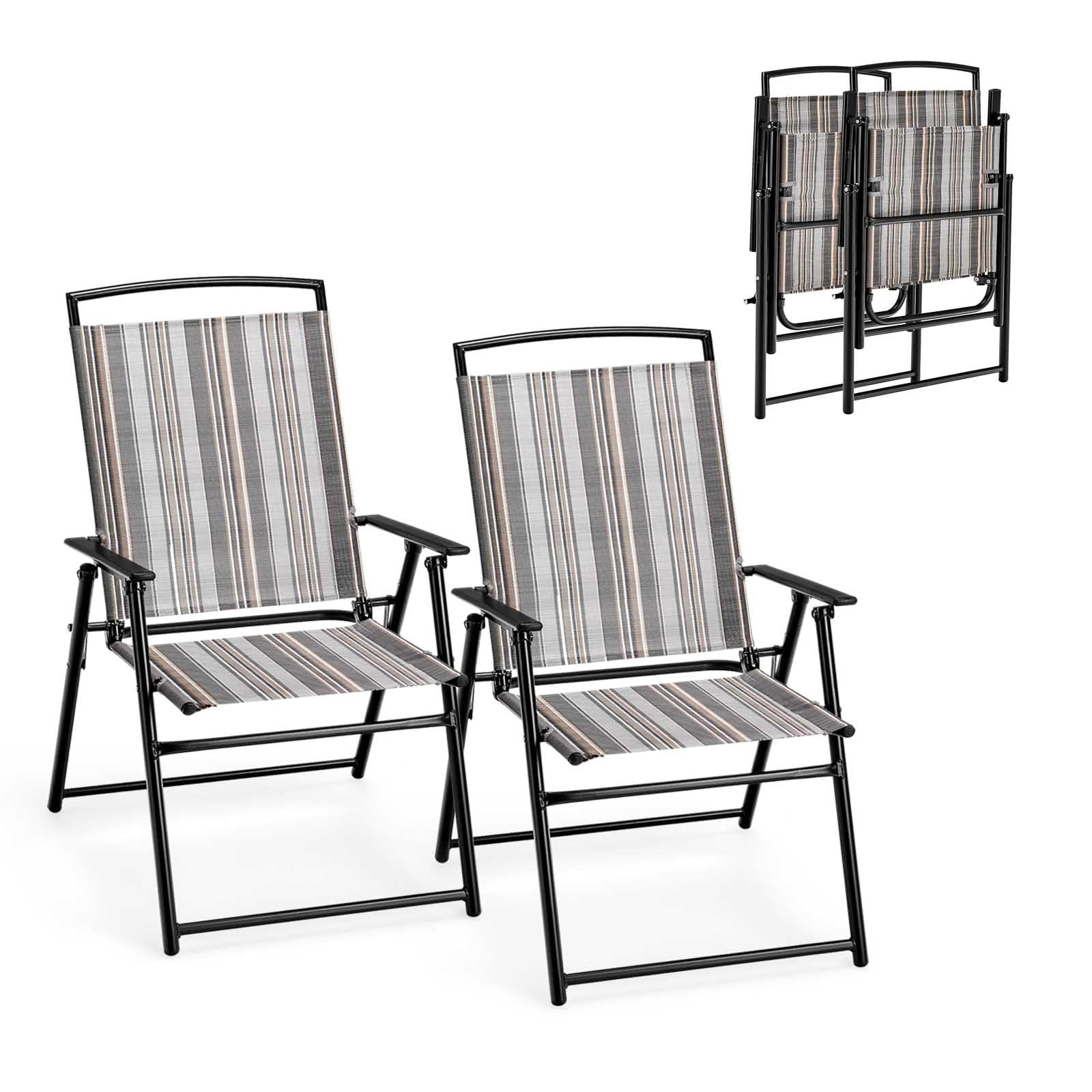 Chaises de jardin pliables à dossier haut et finition rayée élégante