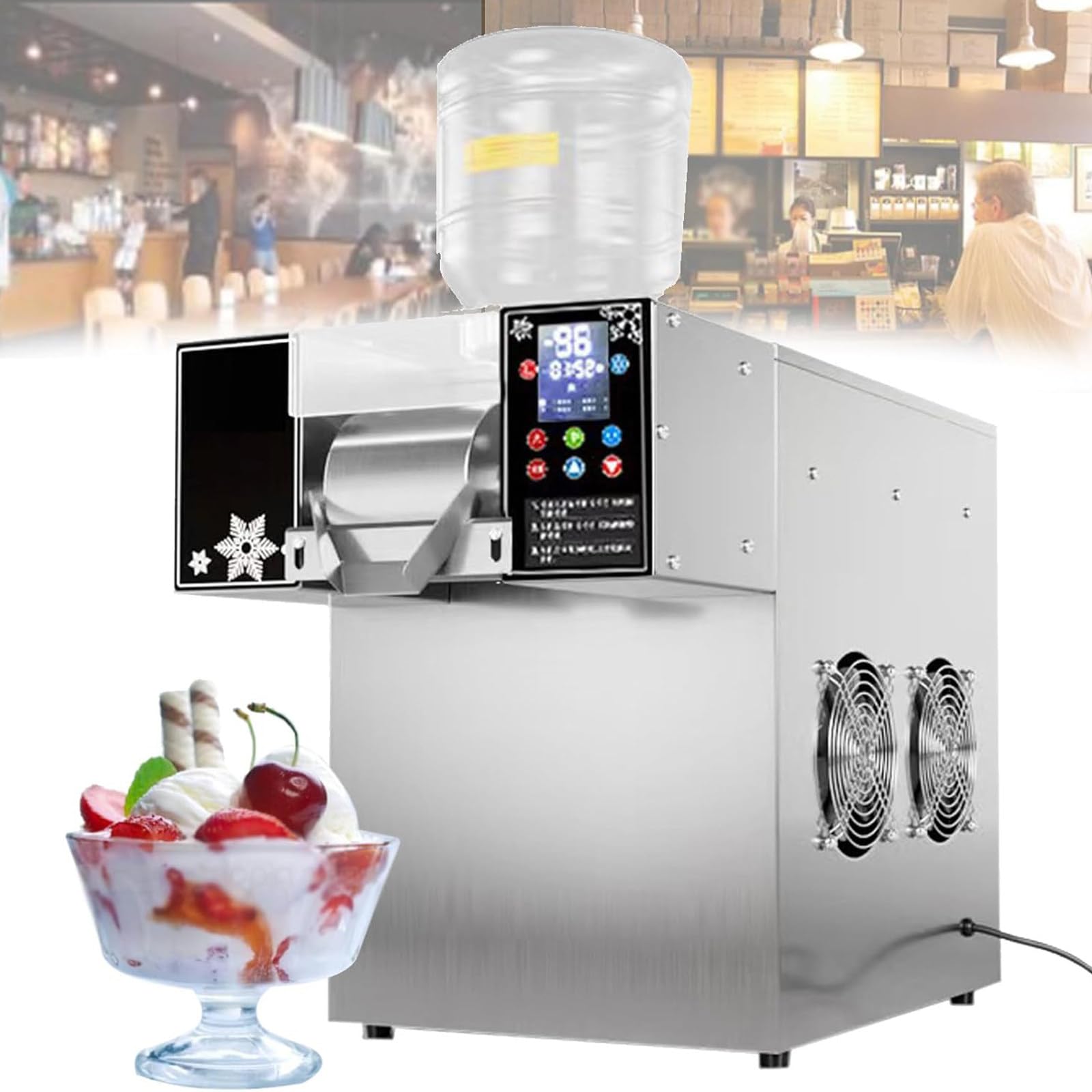 HajMyrdonyx Snowflake Ice Cream Machine, Commercial Ice Cream Continuous Ice Cream Machine, Milk Shaved Ice Korean Ice Whisker Machine, 60kg/120kg/180kg/Day Snow Cone Shaver Air Cooling 750W