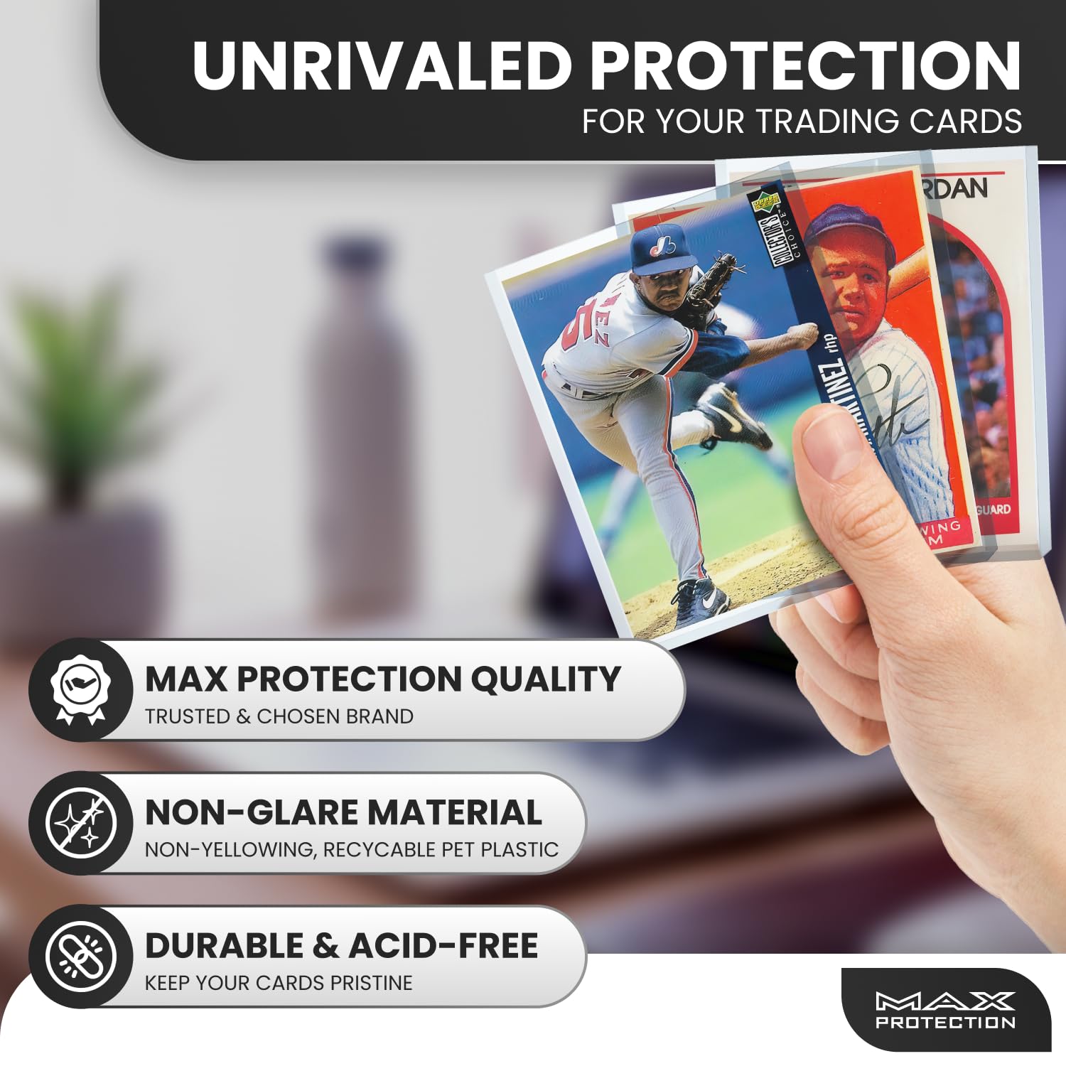 Max Protection Toploader für Karten, 35 Pt, 1000 Stück, Premium-Sammelkarten-Toploader, 7,6 x 10,2 cm, schützen Sie Ihre Baseball- und Sportkarten mit diesen kristallklaren Hartplastikhüllen