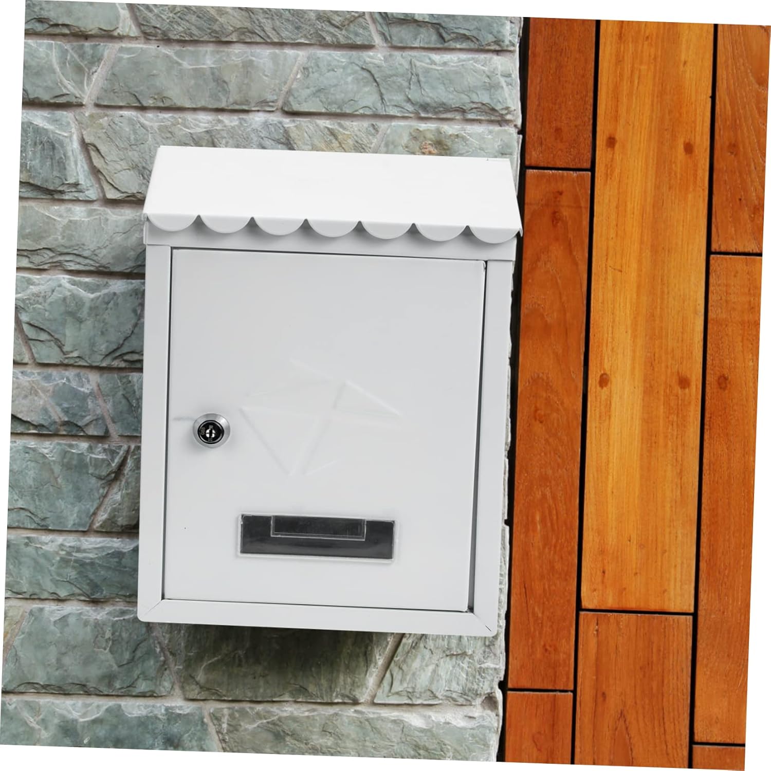 Hemoton Outdoor Locking Newspaper Box Wall Mounted Mailbox for Rainproof Capacity for Envelopes Documents and Magazines Design for Home Office Use
