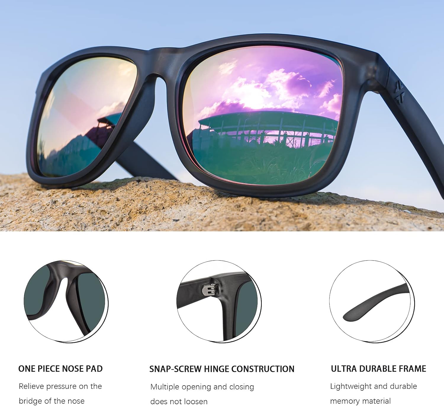 MAXJULI Polarized Sunglasses for Men and Women,UV Protection Rectangular Sun Glasses 8806 - Image 4