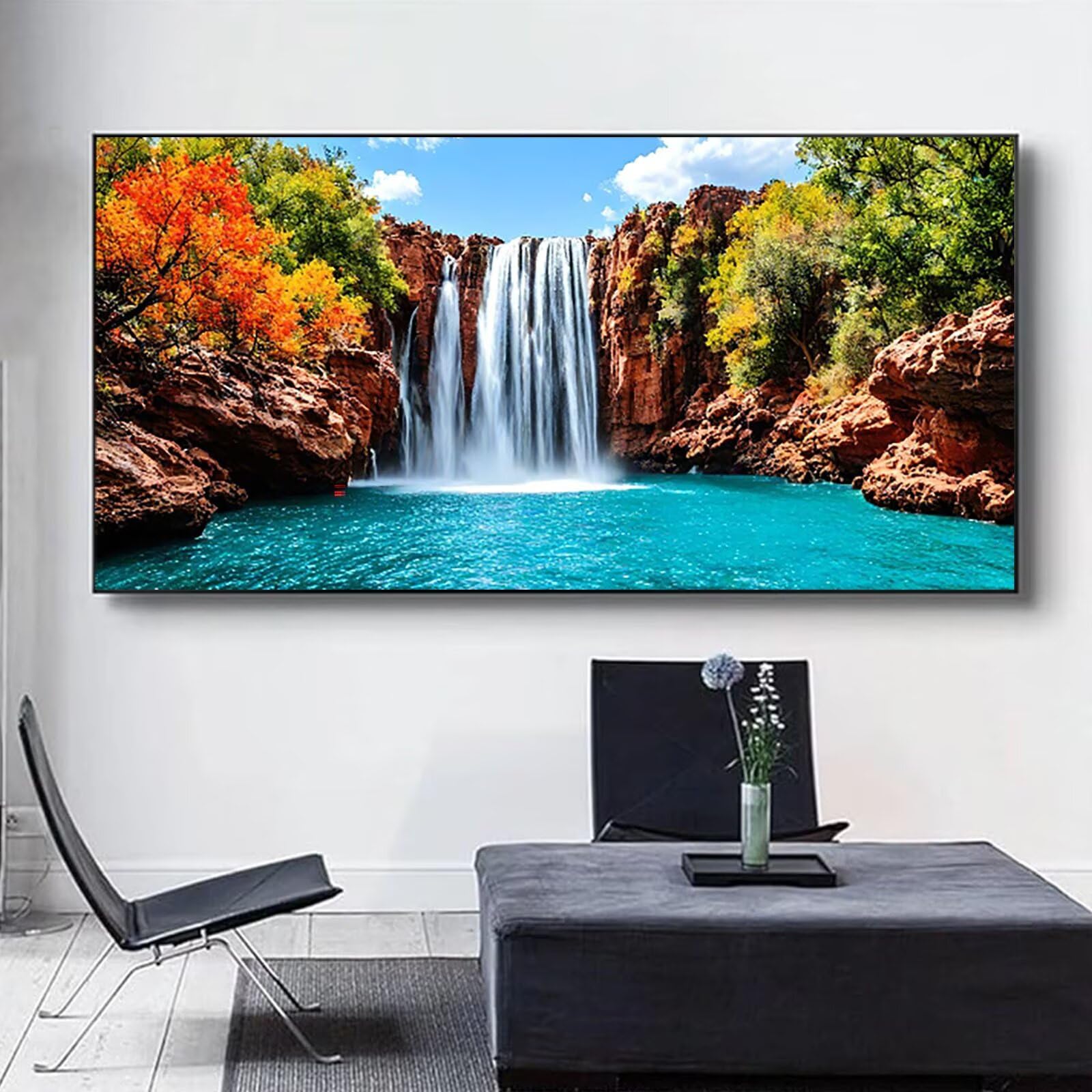 Malen nach Zahlen Kinder Fallen, Geschenke für Mädchen Junge, Bastelset Kinder, Malen nach Zahlen See | Malen nach Zahlen Ohne Rahmen, für Home Wand Dekor Geschenk (60x120cm) Bastelset Erwachsene 5-6