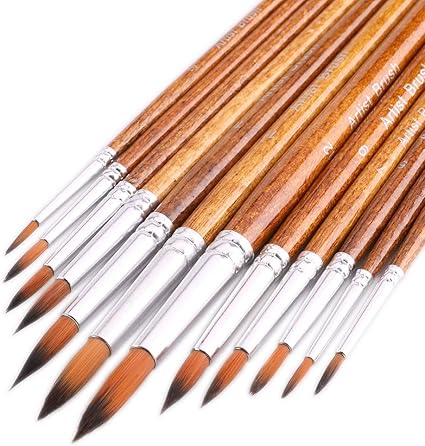 Artist Watercolor Paint Brushes Round Pointed Tip Paint Brushes Set s.