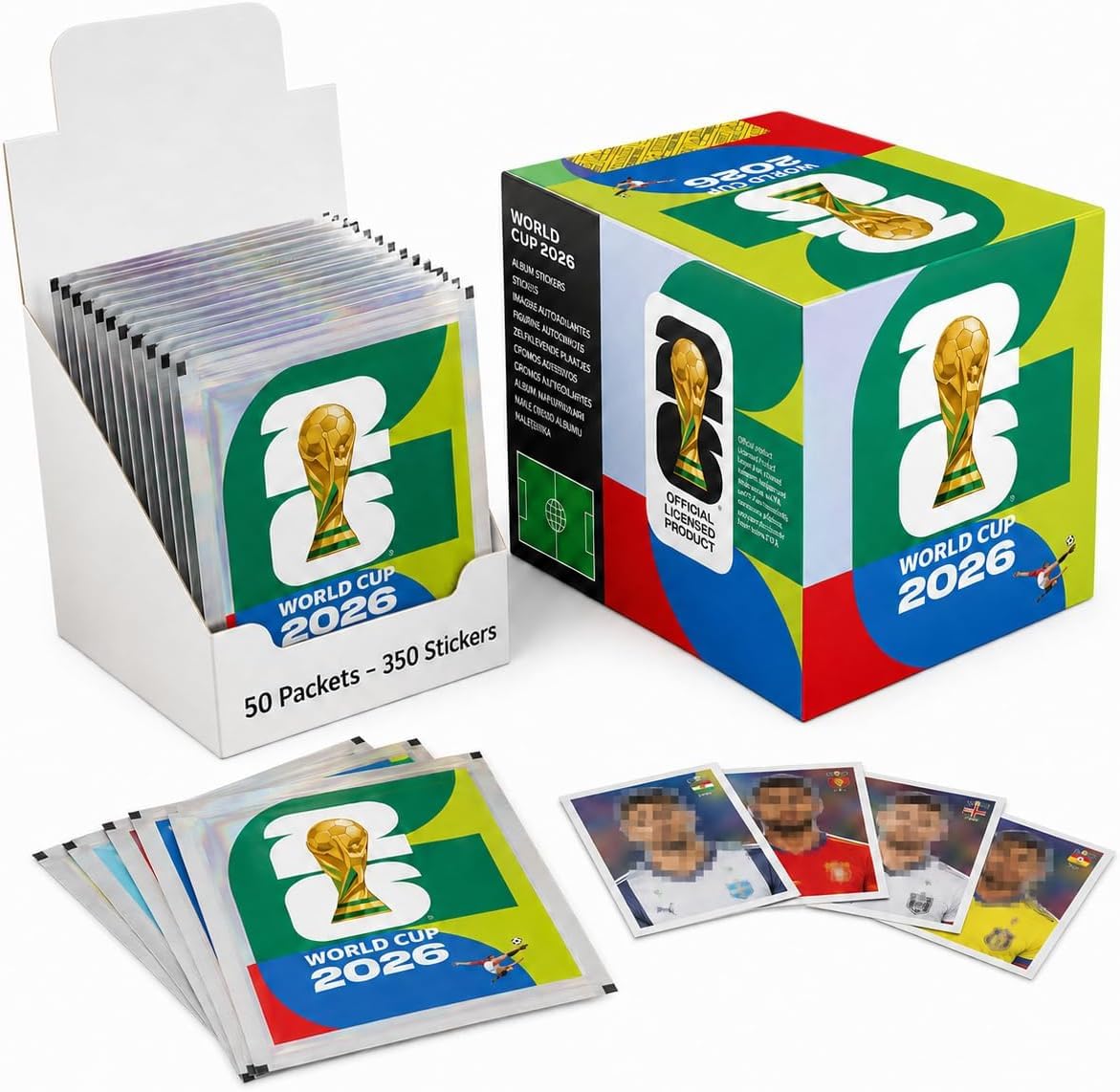 Sammelbox für WM-Sticker 2026, Fanartikel, 50 Päckchen, für Kinder und Erwachsene, je 7 pro Päckchen (insgesamt 350)