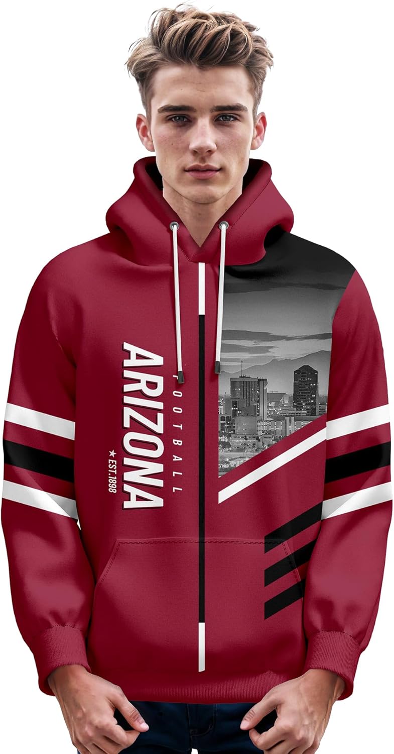 SEAGGS Men's American Football Hoodies City Night Skyline Team Fans Sweatshirt Sports Football Gift Pullover Game Day Apparel - Image 2