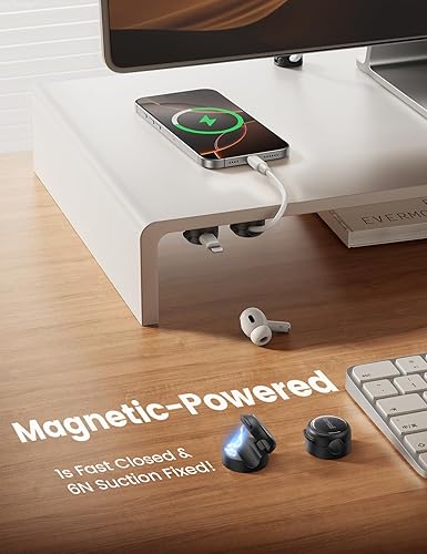 Miniatura 2 de Lamicall - Paquete de 8 clips magnéticos para cables, organizador de cables de escritorio transparentes para cable de carga de teléfono, soporte de