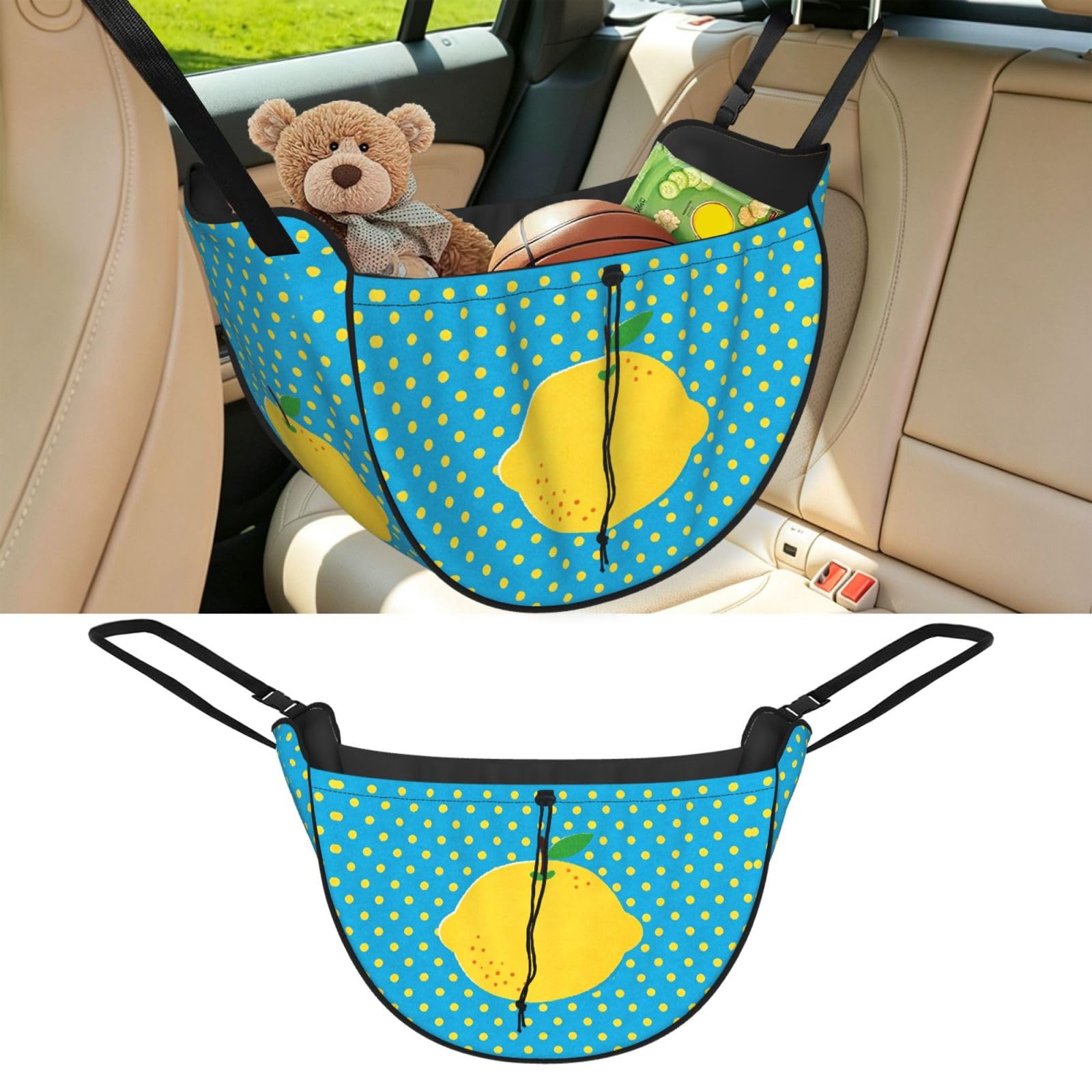 CNTDBU Blue Yellow Dot Car Seat Organizer-Backseat Storage Bag for Travel