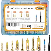 480pcs Self Drilling Drywall Anchors with Screws Kit- Heavy Duty Metal Expansion Bolts, 4 Sizes Sheetrock Anchors & Zinc Plated Steel Expansion Screws,No Drill Needed for TV Shelf Decor Frame Install