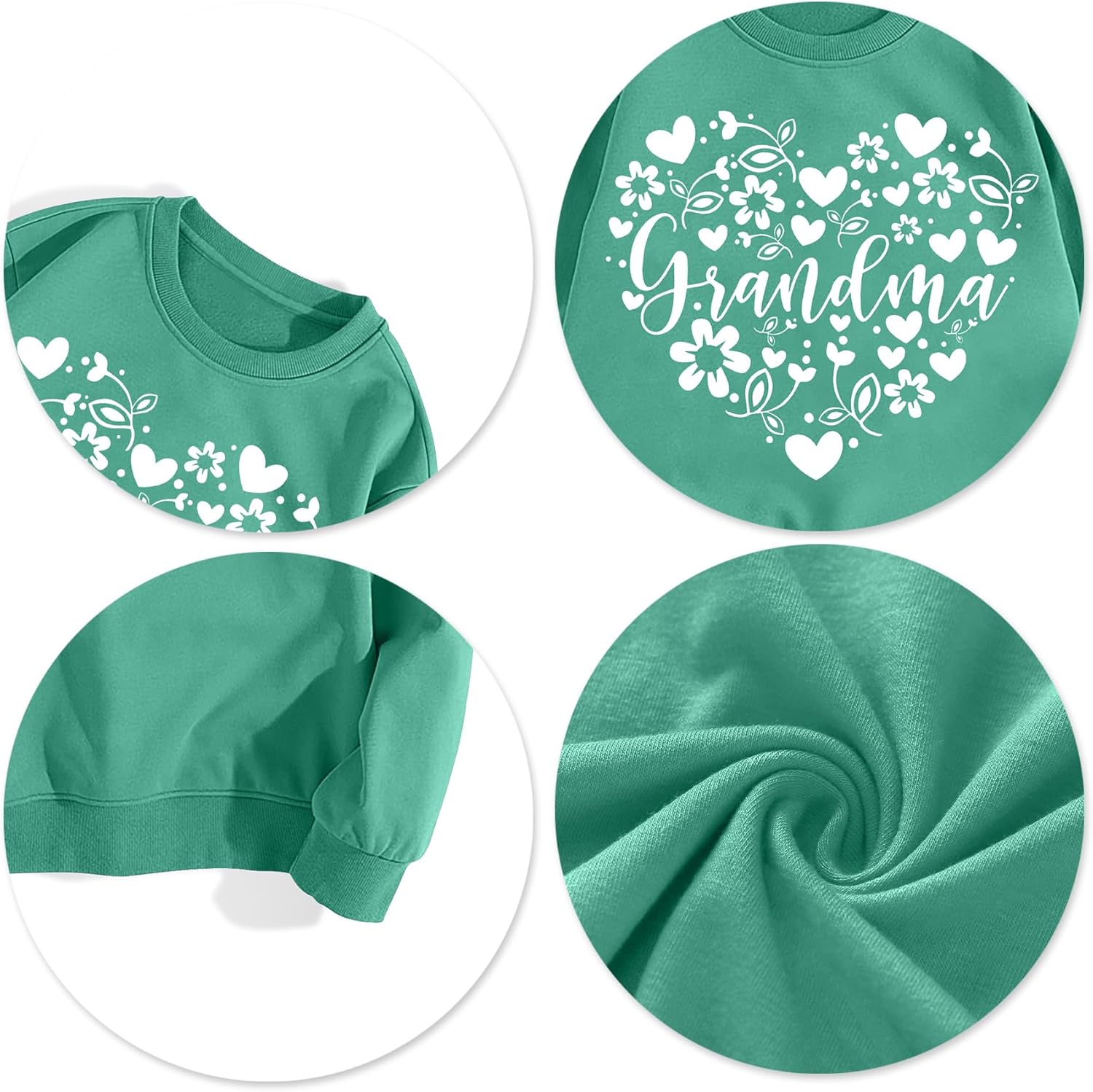 Grandma Sweatshirts for Women: Grandma Floral Heart Shirts Long Sleeve Grandmother Gifts Crewneck Pullover Tops - Image 5
